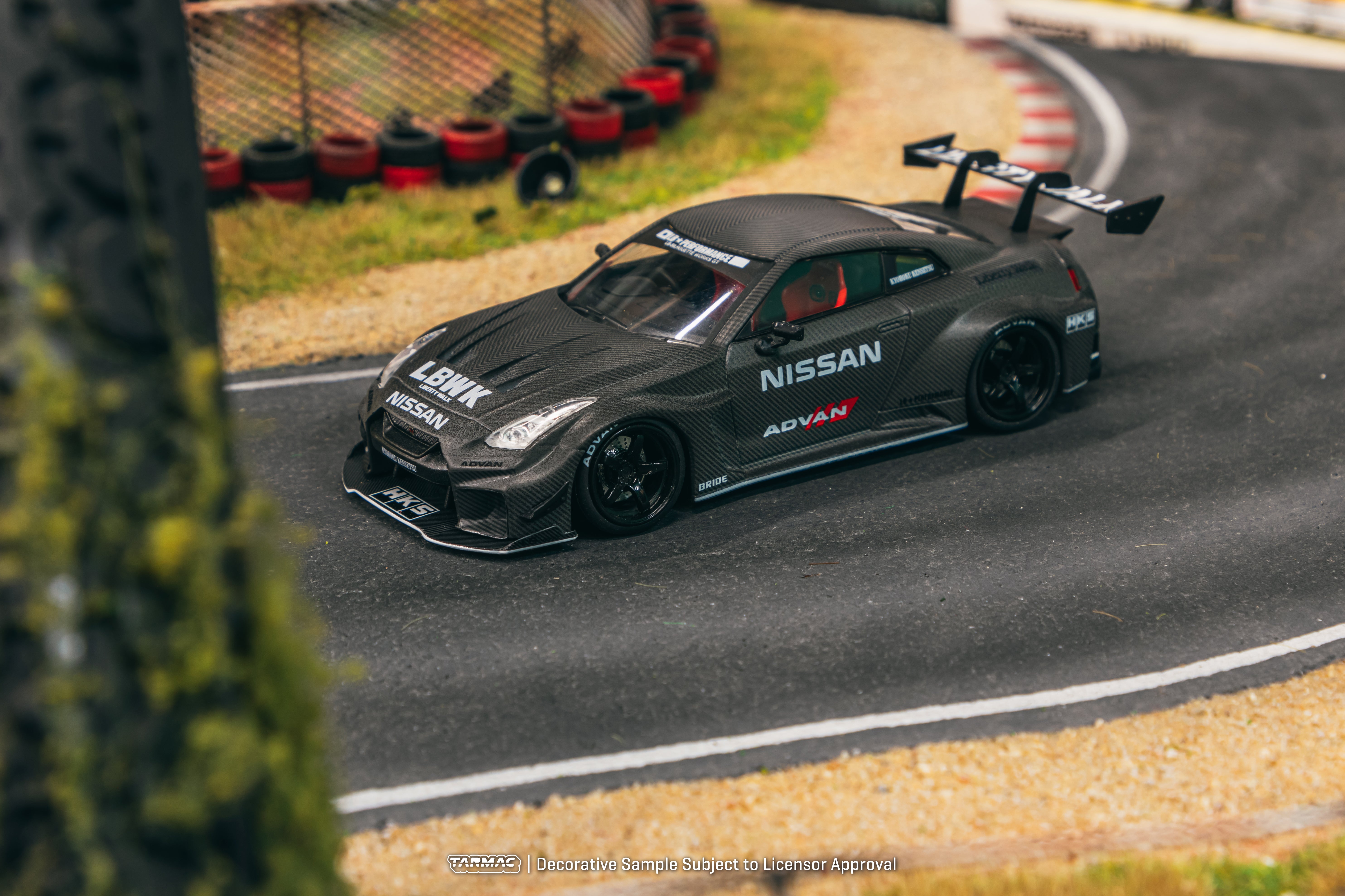 Tarmac Works 1/43 Scale LB Silhouette Works GT Nissan 35GT-RR Full Carbon Diecast Model Car - Collectible Hobby Display for Racing Enthusiasts & Car Lovers