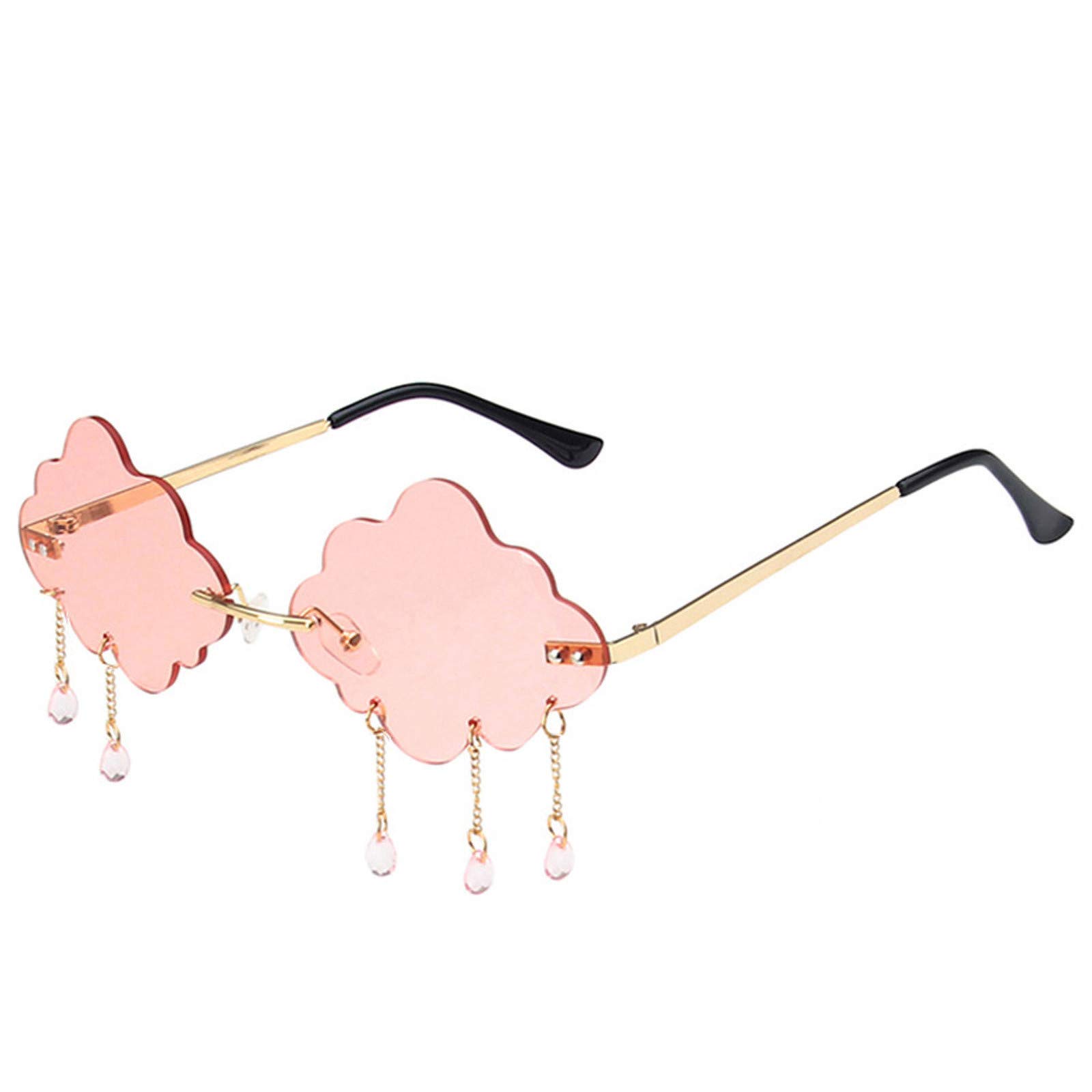 Women's Retro Rimless Tassel Sunglasses - Fashion Small Cloud Shades for Outdoor & Punk Style