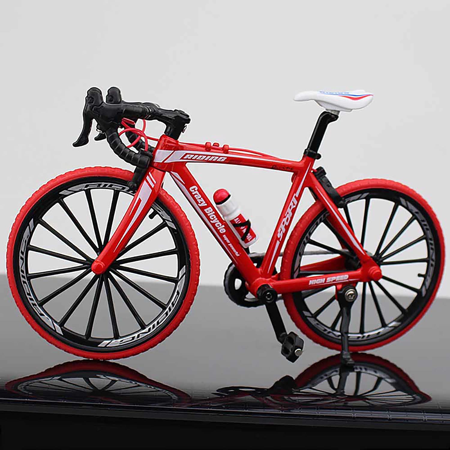 Mini Bike Finger Bike & Finger Skateboard Set - Red Handlebar Racing Toy for Kids, Adults - Perfect for Desk Decor, Stress Relief, and Office Fun