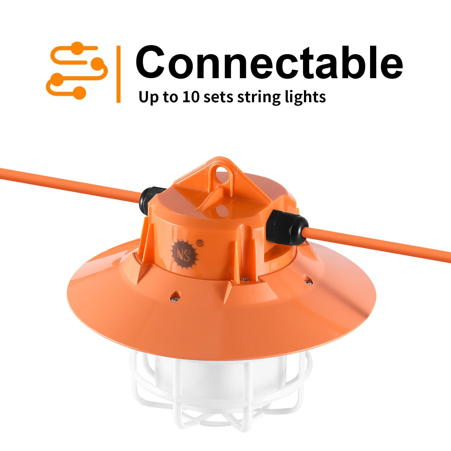 90W LED Construction String Lights 60FT 9000 Lumens - Heavy Duty Work Lights with Reflective Cover, Protective Cage & Hooks - Perfect for Job Sites, Attics, Warehouses, Outdoor Lighting & Emergency Work Areas