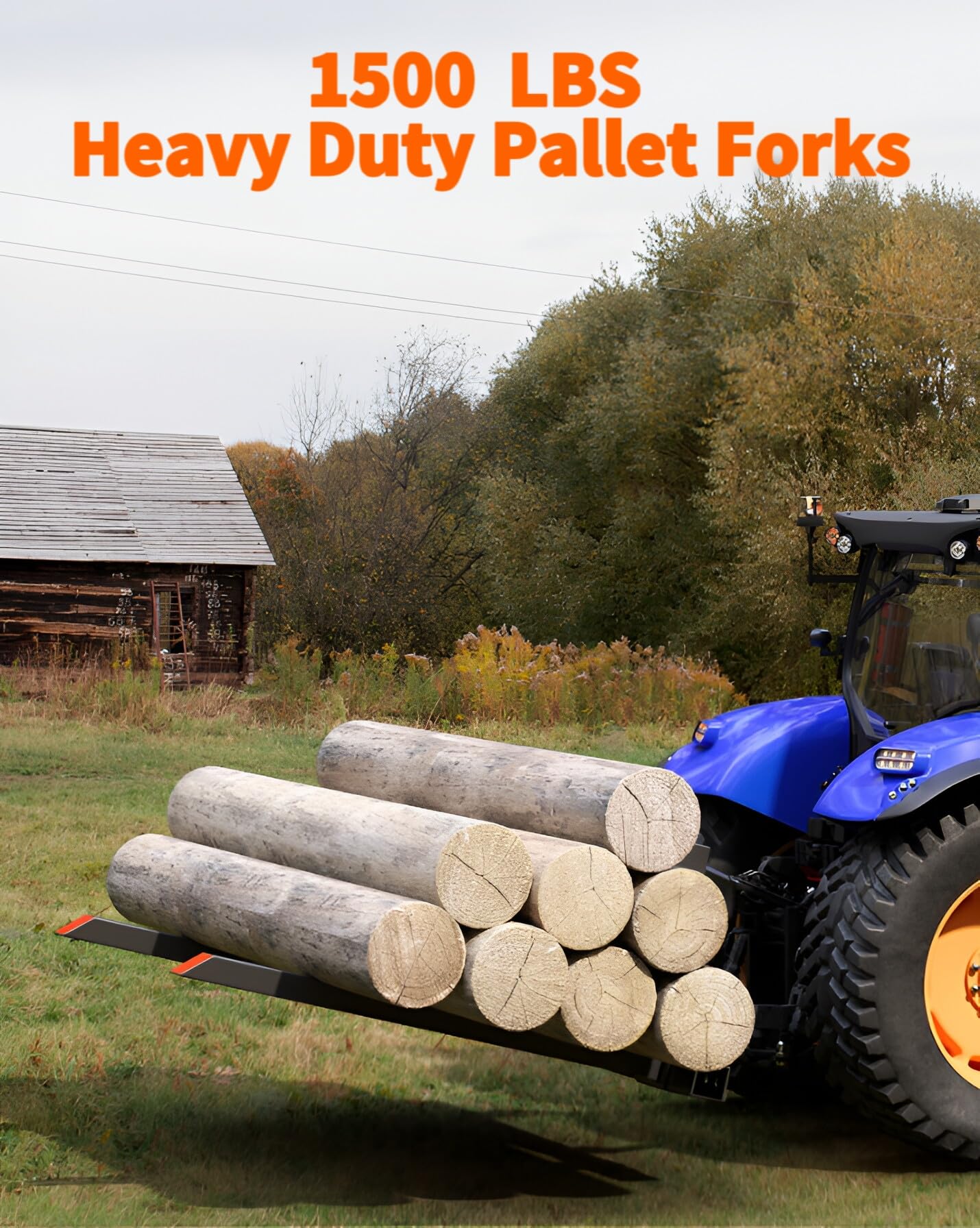 Heavy Duty 3 Point Hitch Pallet Forks for Tractor - 1500LBS Capacity Adjustable Pallet Fork Attachment with High Strength Steel - Perfect for Farming, Landscaping & Material Handling