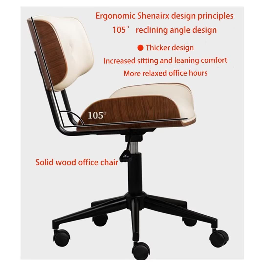 Ergonomic Home Office Chair with Wheels - Adjustable Height, Soft Upholstered Seat, Swivel Mid-Back Computer Desk Chair (White) - Perfect for Remote Work, Gaming & Study Sessions