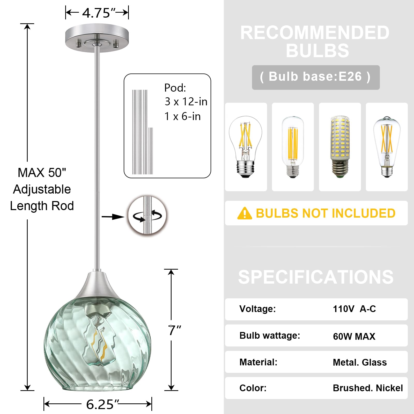 3 Pack Modern Farmhouse Pendant Lights - 6.3