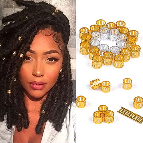 Alileader 100pcs Gold Hair Clips & Beads for Dreadlocks, Braids, and Locs - Hair Jewelry & Accessories for Women - Perfect for Weddings, Parties, and Everyday Styling (Golden)