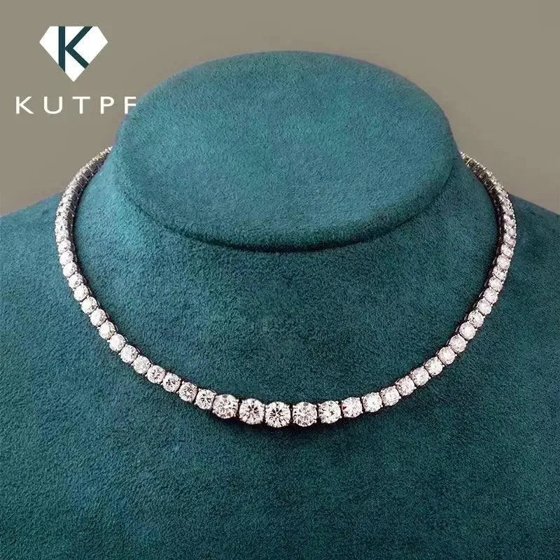 Moissanite Tennis Necklace for Women - 925 Silver Plated 18K Gold, 3.5mm Graduated Diamond Cut Stones with GRA Certificate | Elegant Jewelry Gift for Anniversary, Wedding & Special Occasions