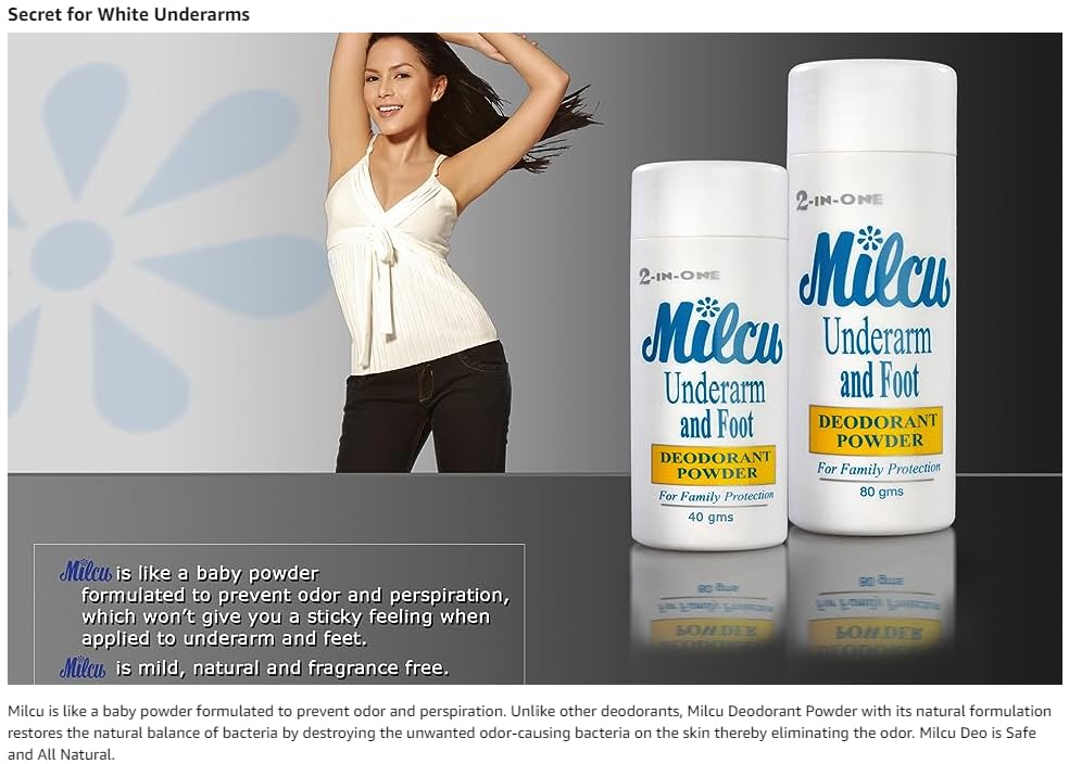 Milcu Underarm & Foot Deodorant Powder - 80g Large Size for Men & Women - All-Day Odor Protection for Gym, Work & Outdoor Activities