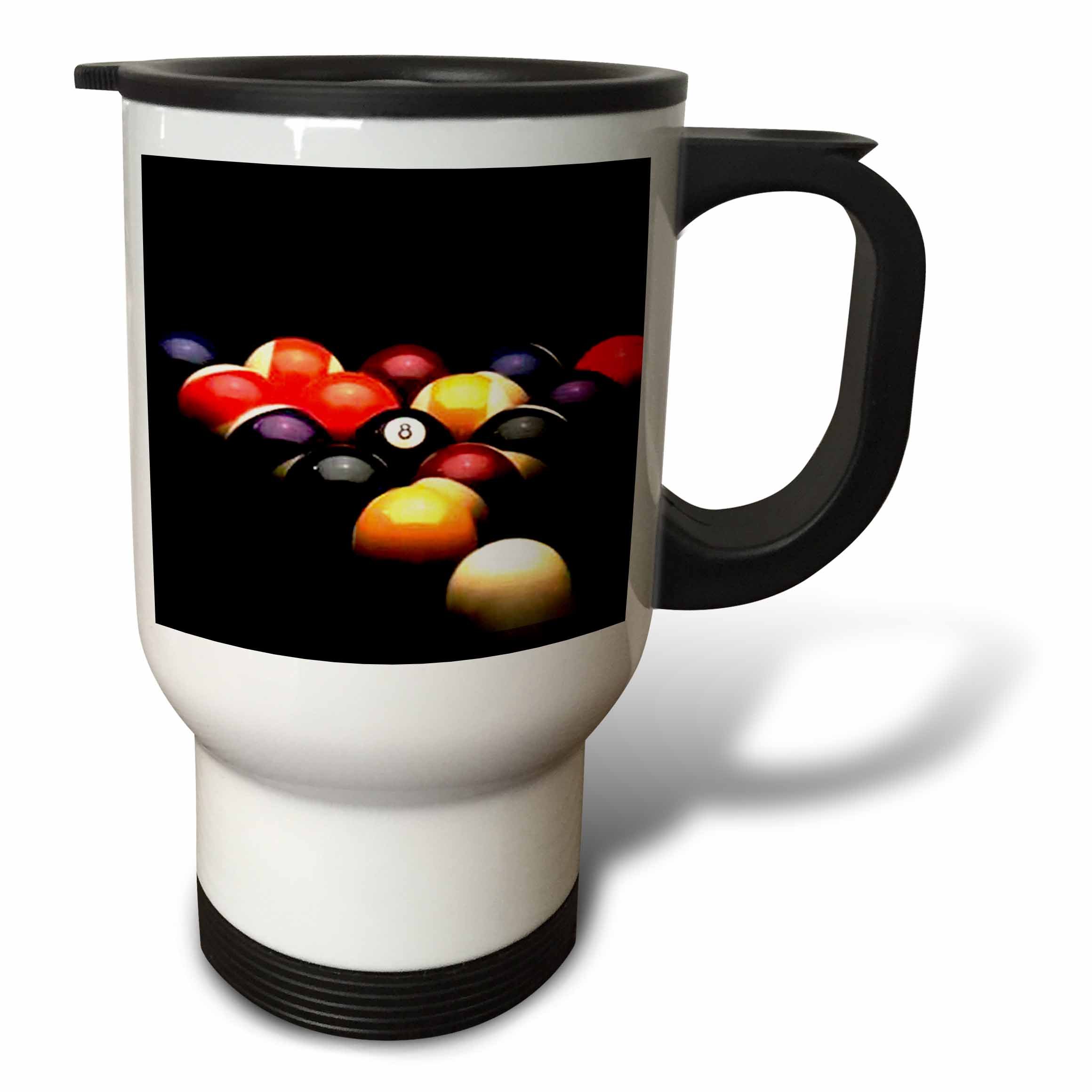 3D Rose Billiards Pool Themed Insulated Travel Mug - 14 oz Stainless Steel Coffee Cup for Hot & Cold Drinks - Perfect for Office, Commute, and Sports Fans Gifts
