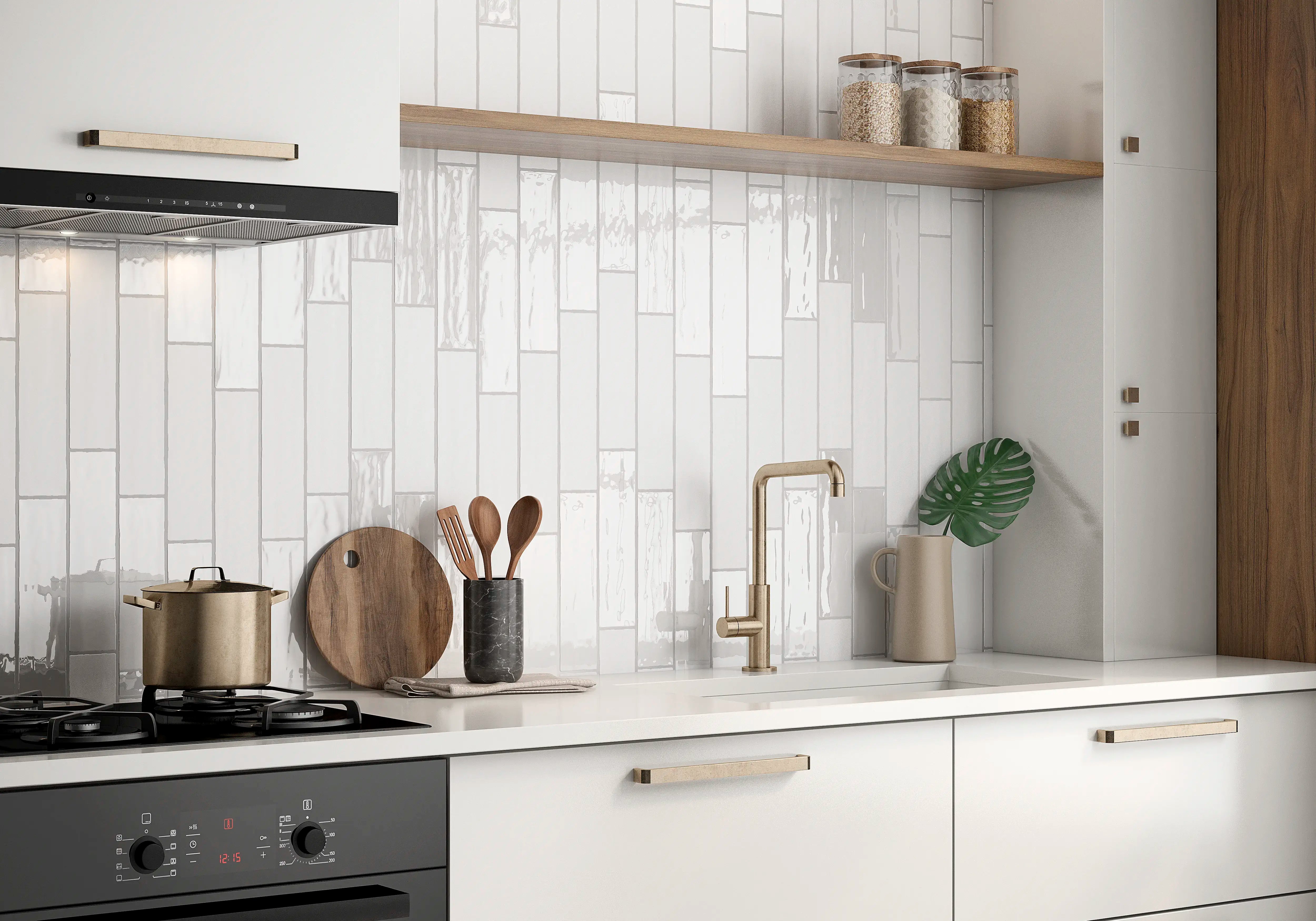 3x12 White Glossy Ceramic Subway Tile for Kitchen Backsplash and Bathroom Wall - Classic Potter Collection