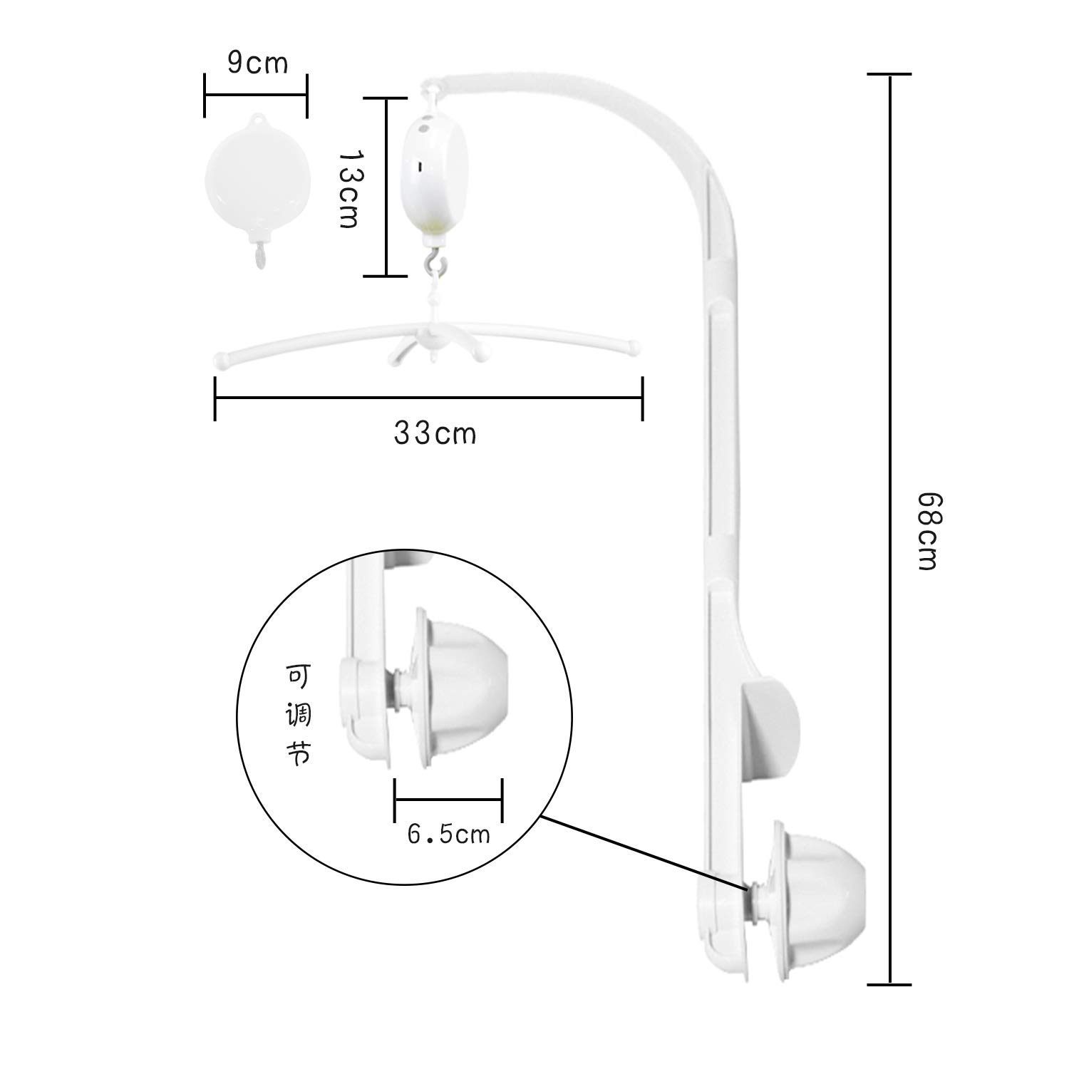 HLEEDUO DIY 27-inch Crib Mobile Arm - Adjustable Baby Mobile Holder for Nursery Decor, Perfect for Newborns & Toddlers (White) - Ideal for Baby Showers, Gender Reveals & Nursery Room Decorations