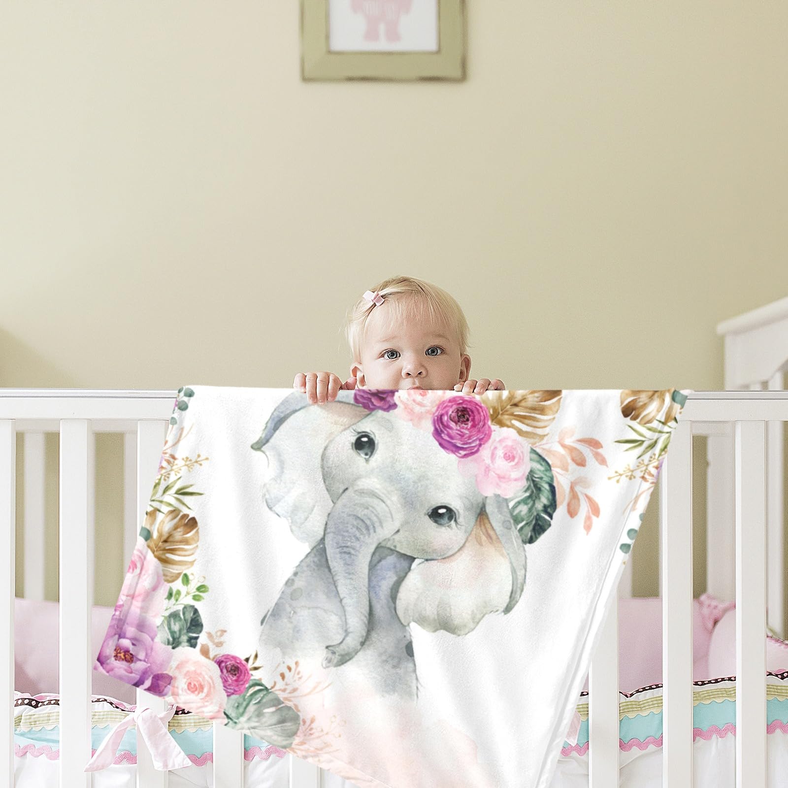 Personalized Baby Blanket with Name - Custom Elephant Design for Boys & Girls | Super Soft Newborn Blanket | Perfect Baby Shower Gift & Nursery Decor | Ideal for Cuddling, Swaddling & Photo Props