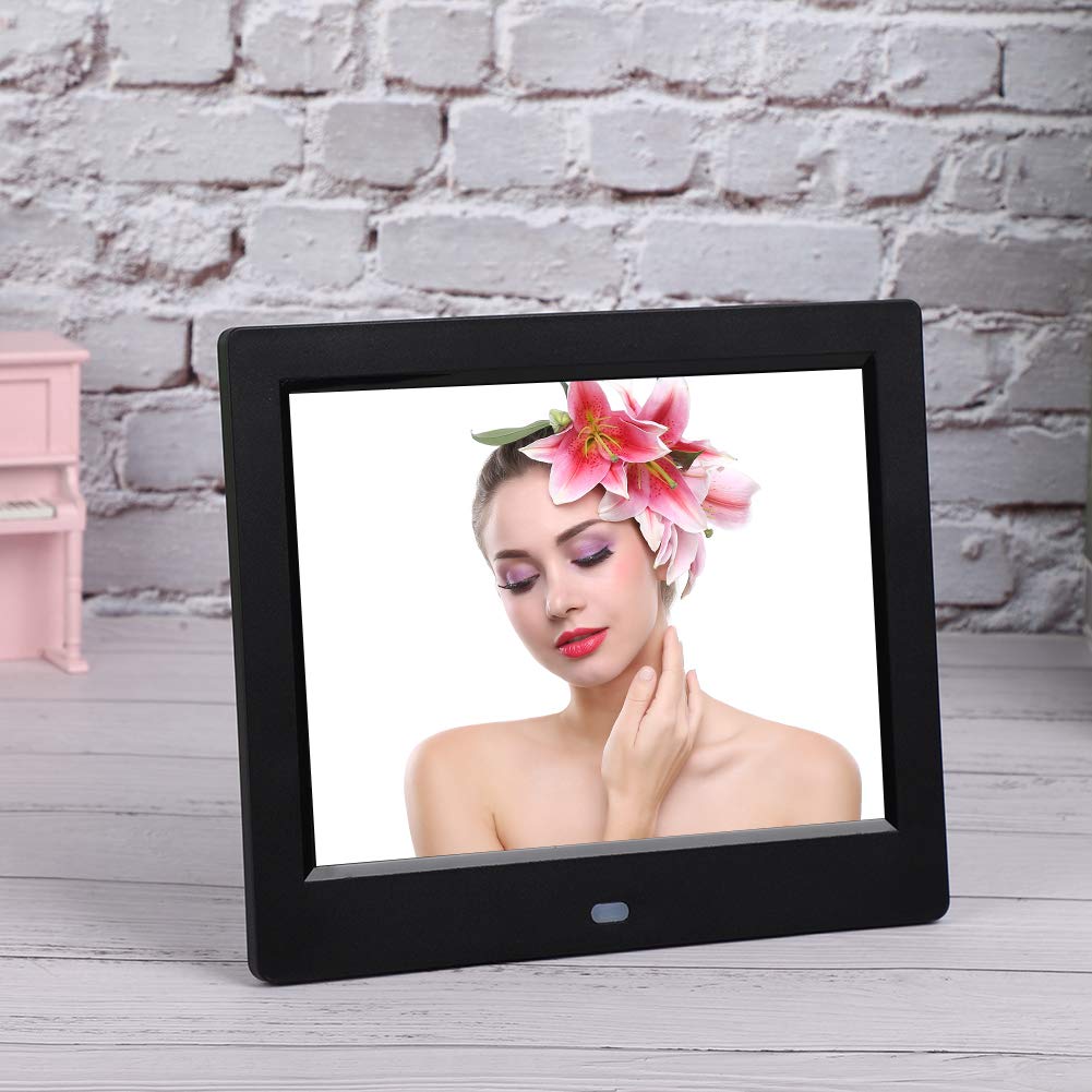 8-Inch Digital Photo Frame & Alarm Clock with 4:3 HD Display - Multi-Angle Standalone Desktop Electronic Watch for Elderly (UK Plug, White) - Perfect for Home Office, Bedside Table & Gift Giving