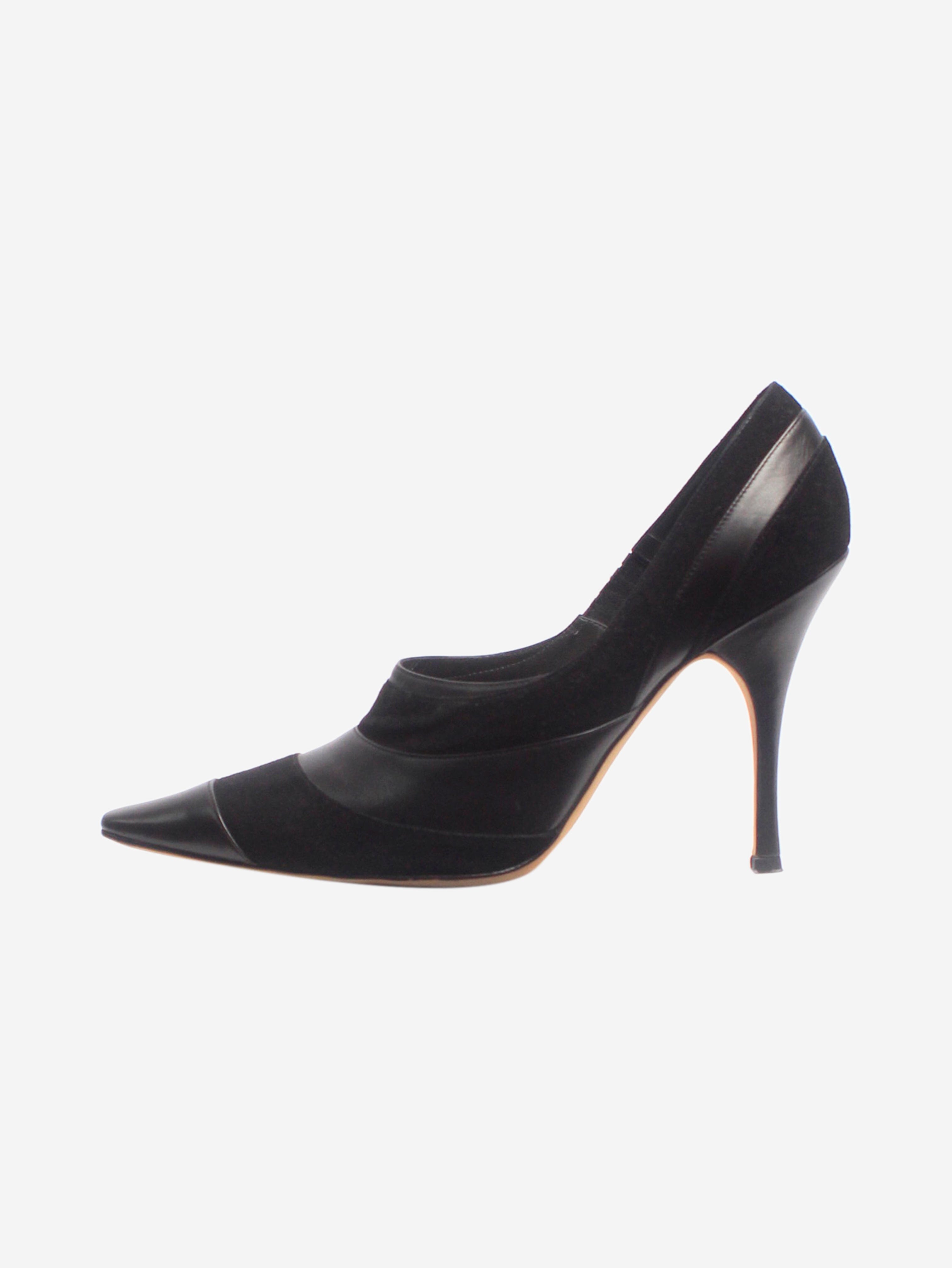 Stylish Black Suede & Leather Pumps Women's Size EU 37.5 (US 7.5) - Perfect for Office, Party & Formal Occasions