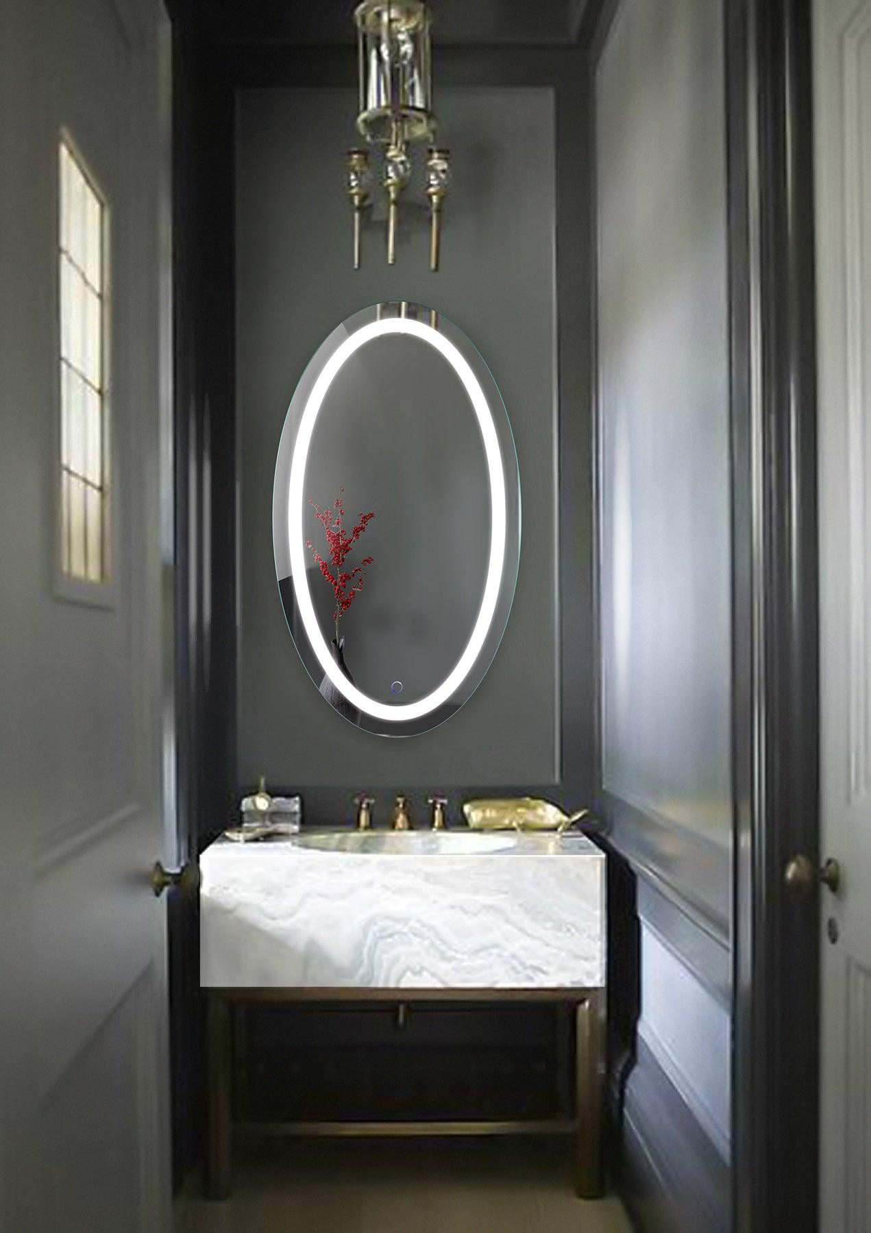 Krugg Icon 24 x 42 Inch Oval Mirror - Elegant Wall Mirror for Bathroom, Bedroom, and Living Room Decor - Perfect for Vanity, Entryway, and Home Styling