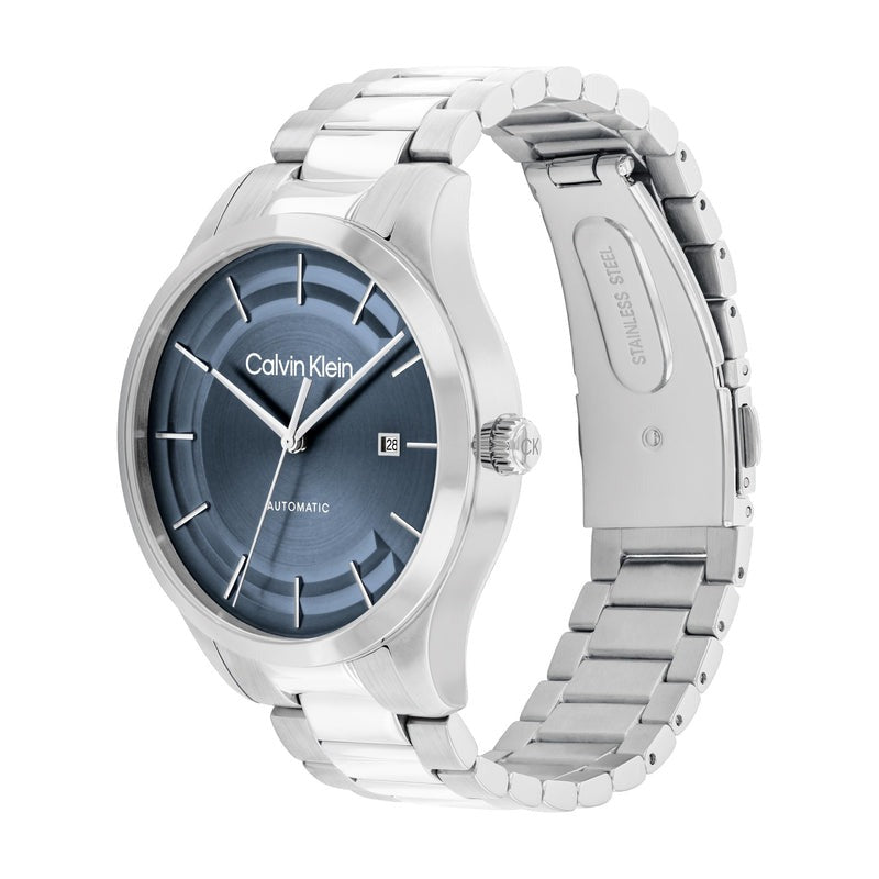 Calvin Klein Iconic Auto Blue Dial Steel Watch 25300020 - Stylish Men's Timepiece for Business, Casual & Formal Occasions