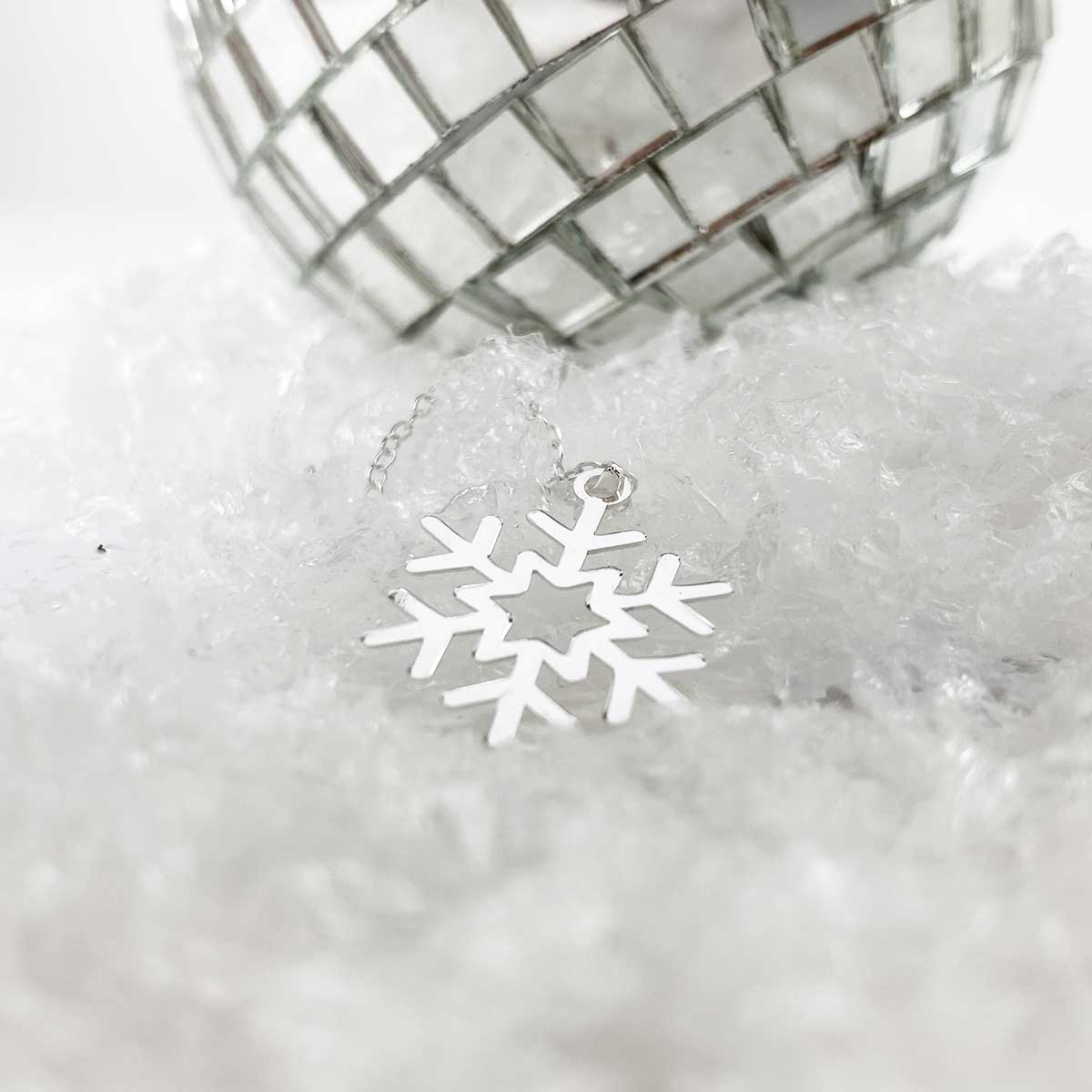 Sterling Silver Snowflake Pendant Necklace - Elegant Winter Jewelry for Women, Christmas Gift & Holiday Party Accessory