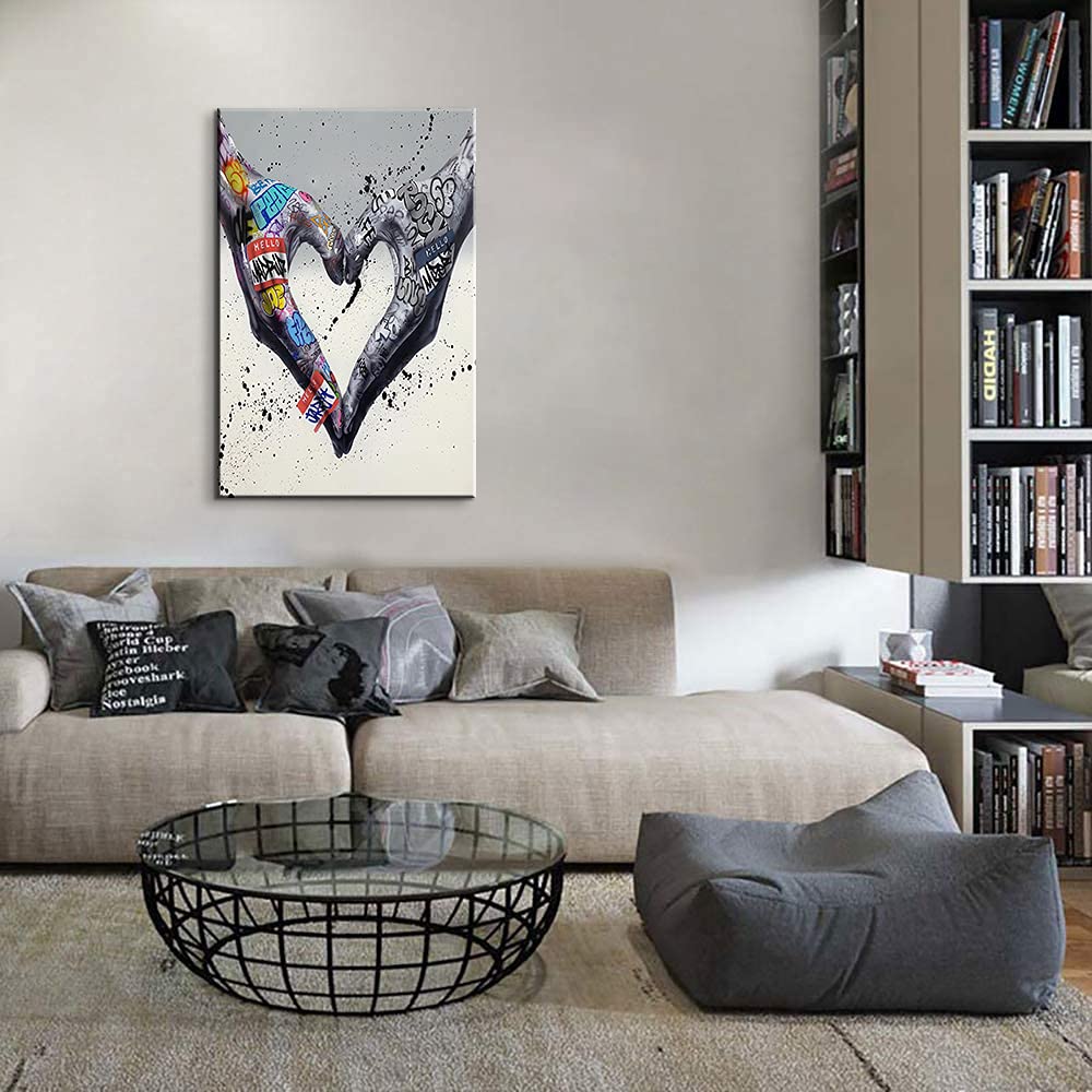 Graffiti Wall Art Heart Canvas - Love Street Art Poster for Home, Bedroom, Living Room & Office Decor (28''Wx40''H) | Urban Wall Decor for Modern Spaces & Gift Giving