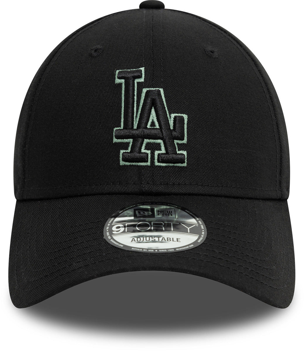 Los Angeles Dodgers New Era 9Forty Adjustable Team Outline Black Baseball Cap for Men & Women - Perfect for Baseball Games, Fan Gear, and Streetwear Fashion