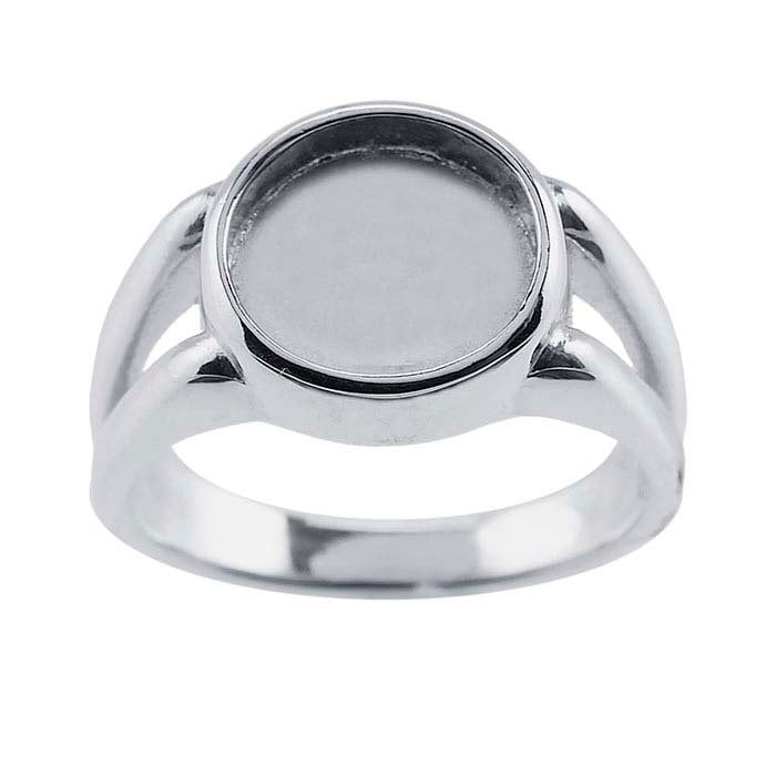 Sterling Silver Split Shank Round Cabochon Ring Mounting - 10mm or 12mm Blank Cab Setting (Size 7) - Perfect for Jewelry Making, DIY Gemstone Rings & Handcrafted Gifts