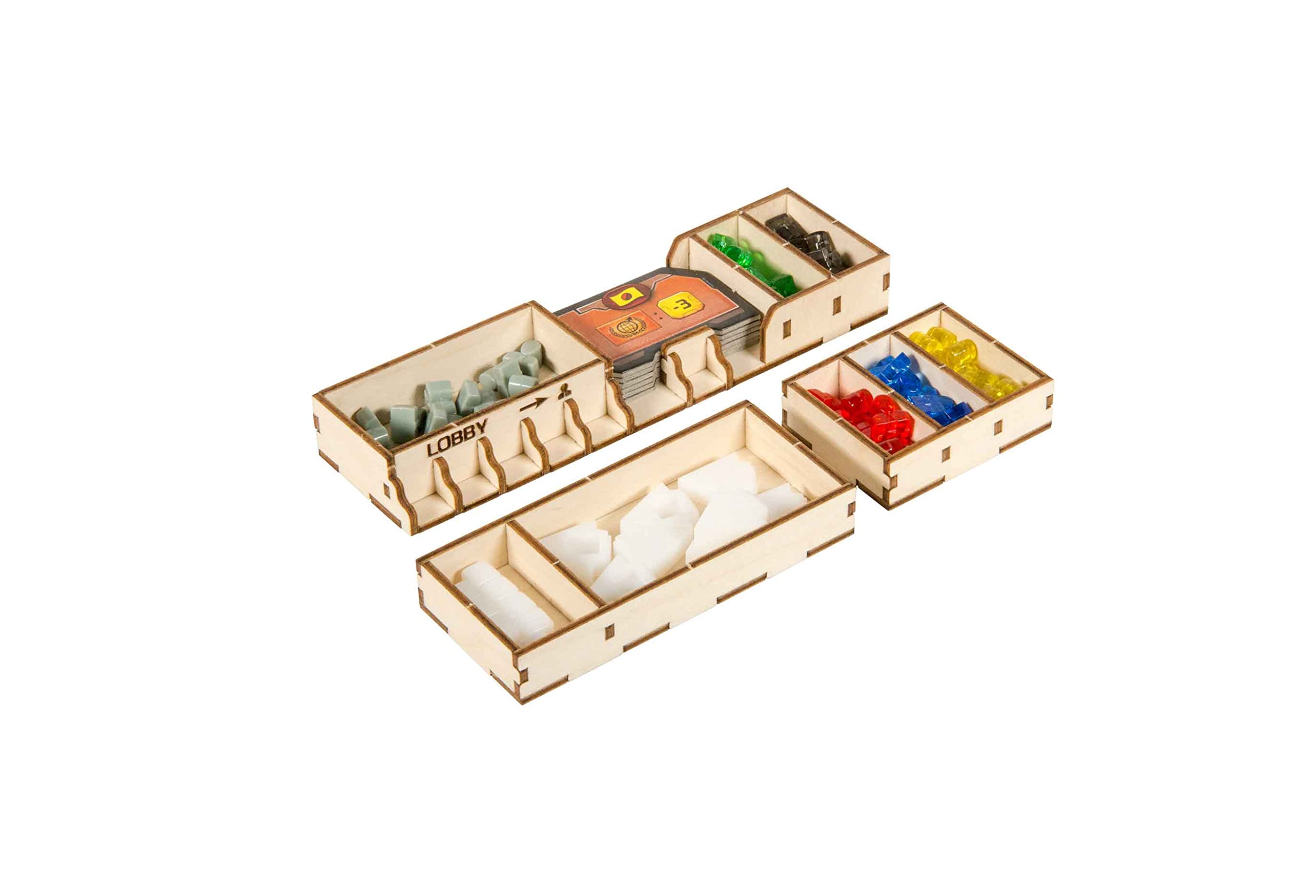 Terraforming Mars Game Organizer - Wooden Storage Box with Multiple Trays & Card Shoe | Compatible with Broken Token Expansions | Perfect for Board Game Storage & Organization