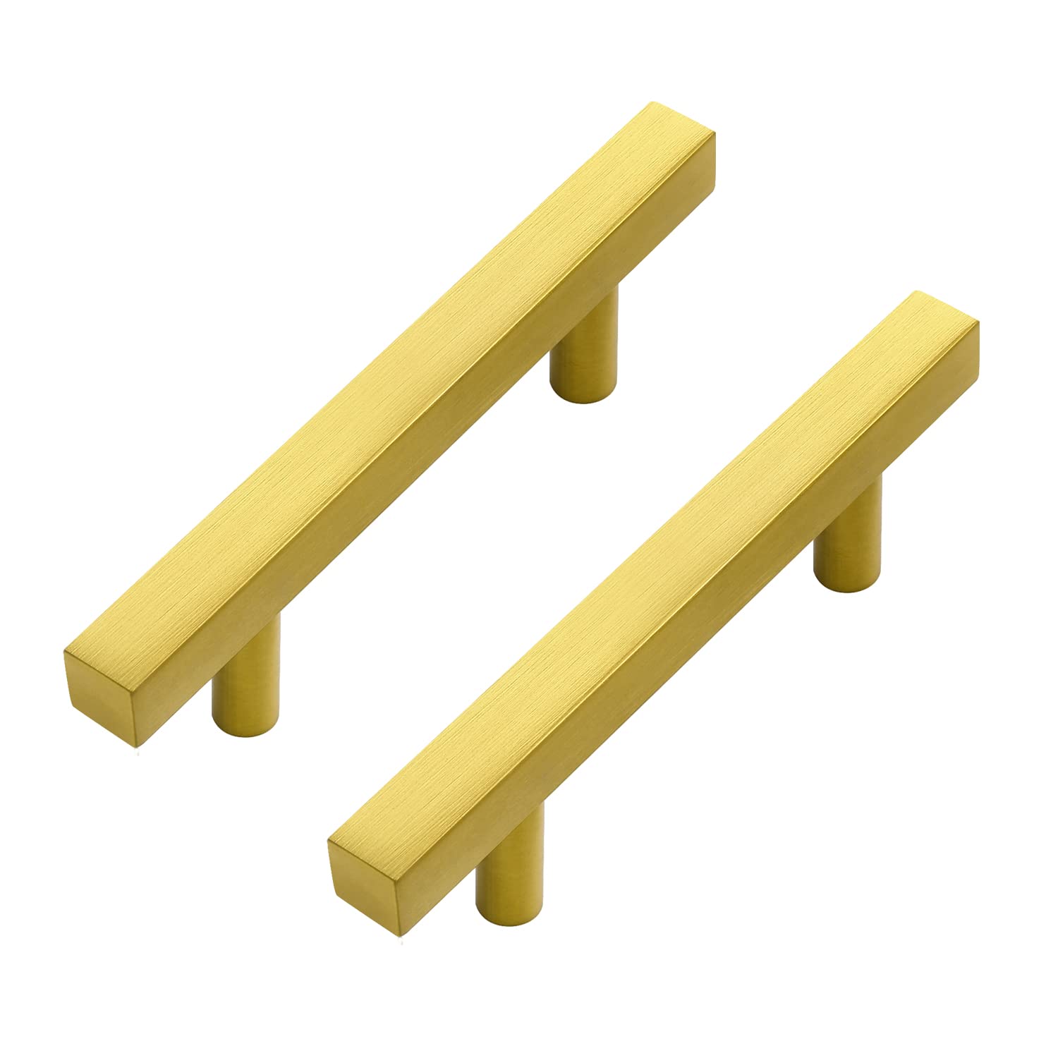 30 Pack 5 Inch Square Cabinet Pulls - Brushed Brass Stainless Steel Kitchen Drawer Handles (5
