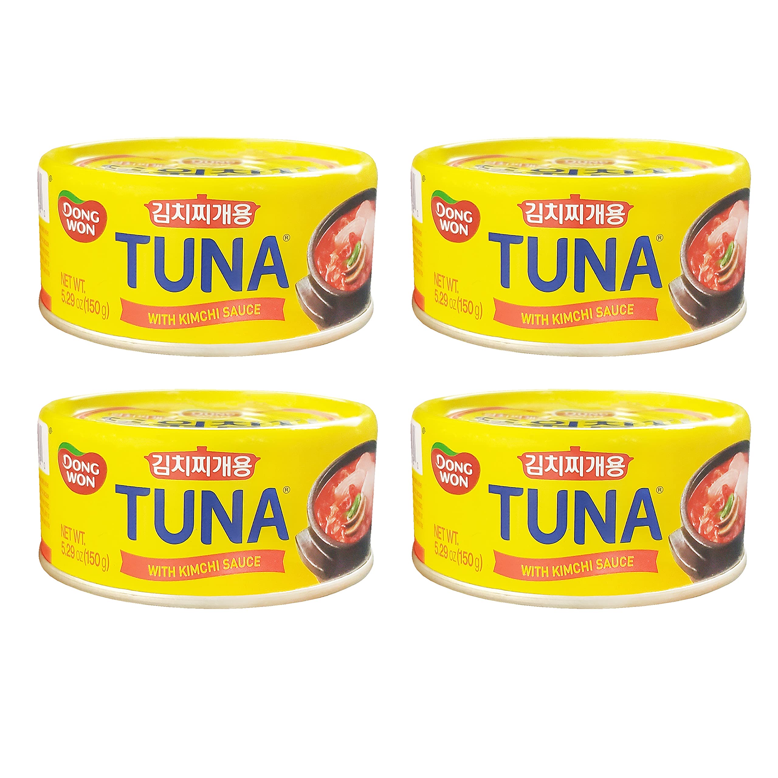 Premium Dongwon Korean Tuna with Authentic Kimchi Sauce - 4 Pack (21.16oz Total) | High-Protein Canned Fish for Kimbap, Bibimbap & Quick Meals | Perfect for Camping, Emergency Food & Asian Cooking