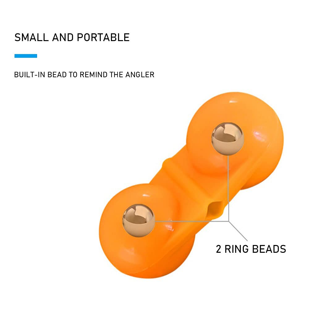 20pcs Orange Fishing Double Rattle Beads - Portable Plastic Lure Attractors with Bell Sound for Bass Trout Fishing | Fishing Accessories & Tackle Box Essentials for Freshwater & Saltwater Anglers