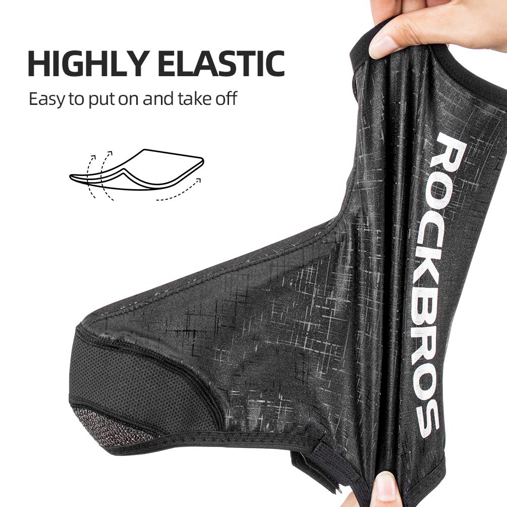 ROCKBROS Thermal Windproof Cycling Shoe Covers - Fleece-Lined Bike Shoe Warmers for Mountain & Road Biking in Cold Weather - Perfect for Winter Cycling and Outdoor Sports