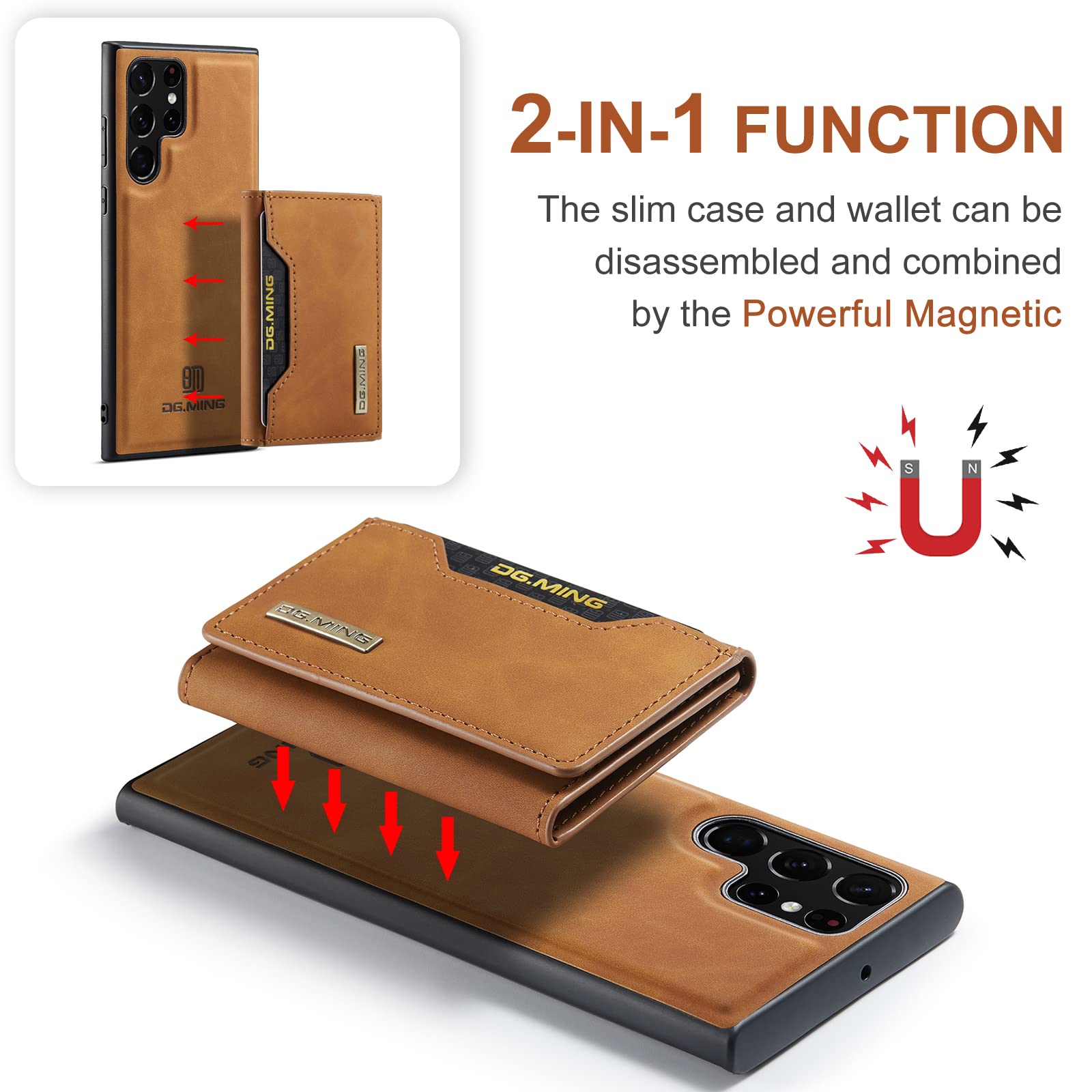 Premium Magnetic Leather Wallet Case for Samsung Galaxy S22 Ultra (6.8