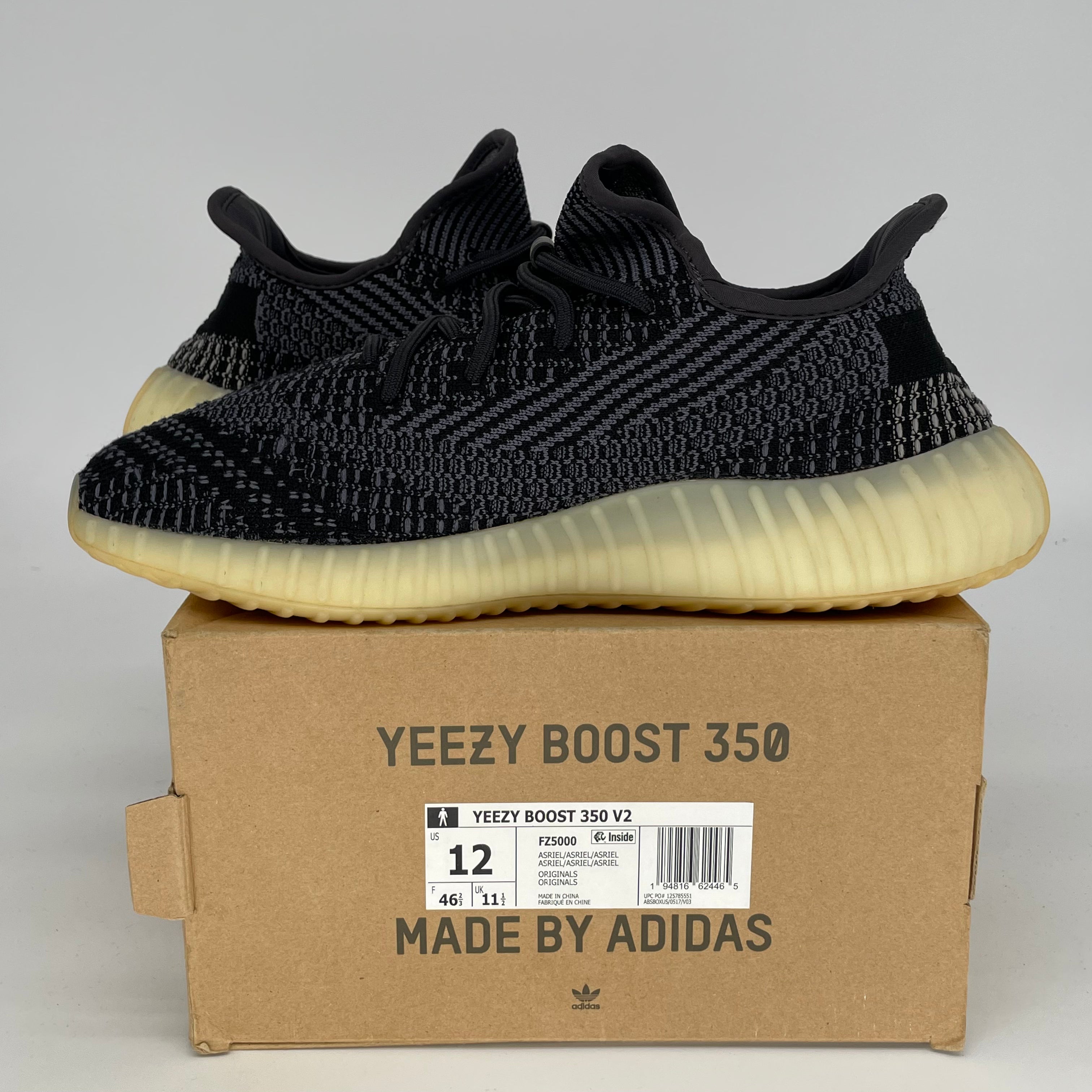 Adidas Yeezy Boost 350 V2 Carbon Sneakers - Men's Size 12 | FZ5000 | Comfortable Running & Casual Shoes for Streetwear & Gym