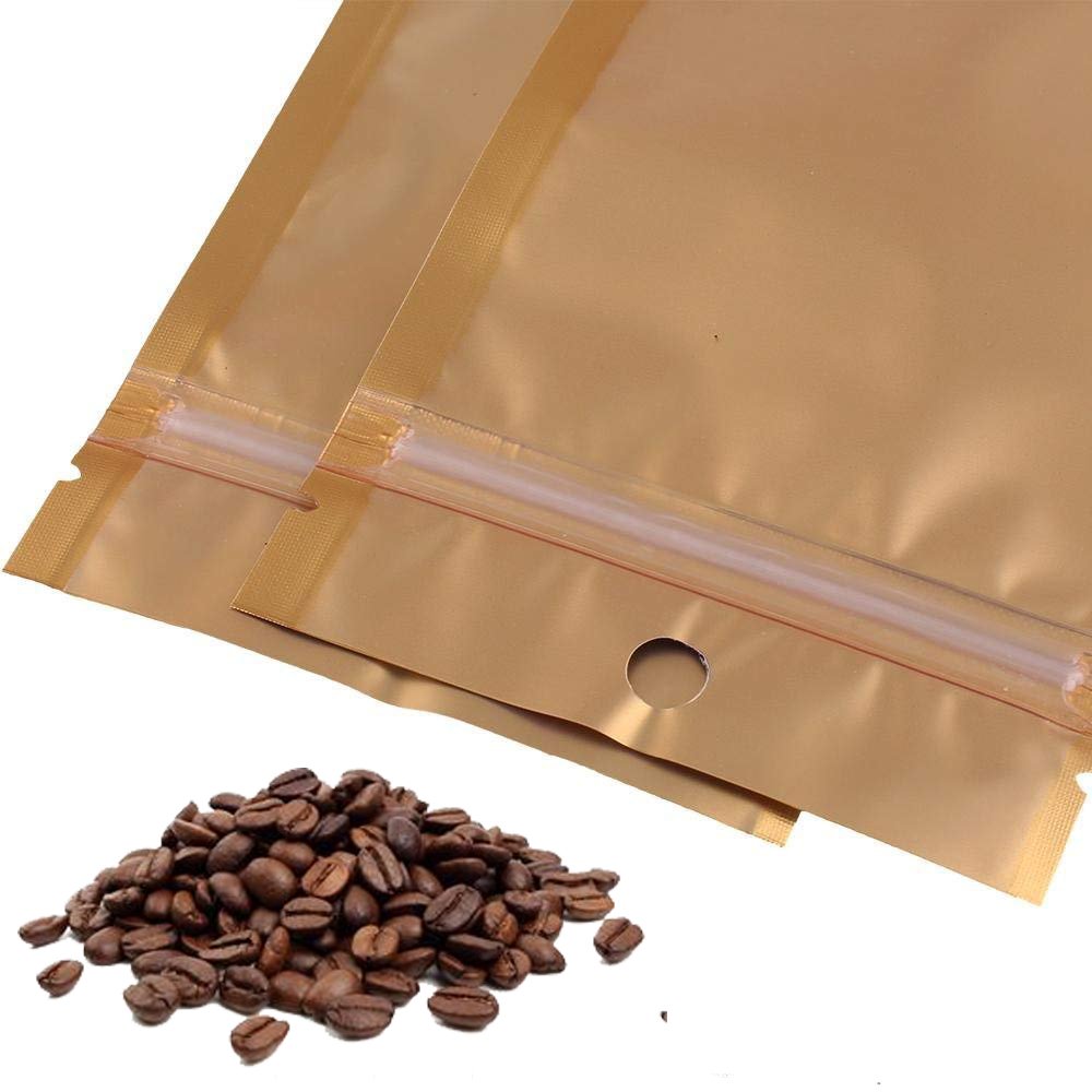 100 Pcs Mylar Bags with Zipper - 8x13cm (3.2x5 inch) Heat Sealable Vacuum Pouch, Foil Lined Grip Seal Storage Bags for Coffee, Candy, Tea, Nuts & Product Samples | Airtight Food Preservation, Travel Snacks & Small Item Organization