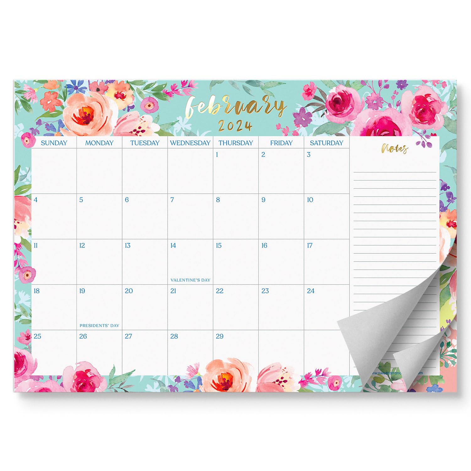 S&O 2024-2025 Floral Watercolor Desk Calendar - Large 12x17