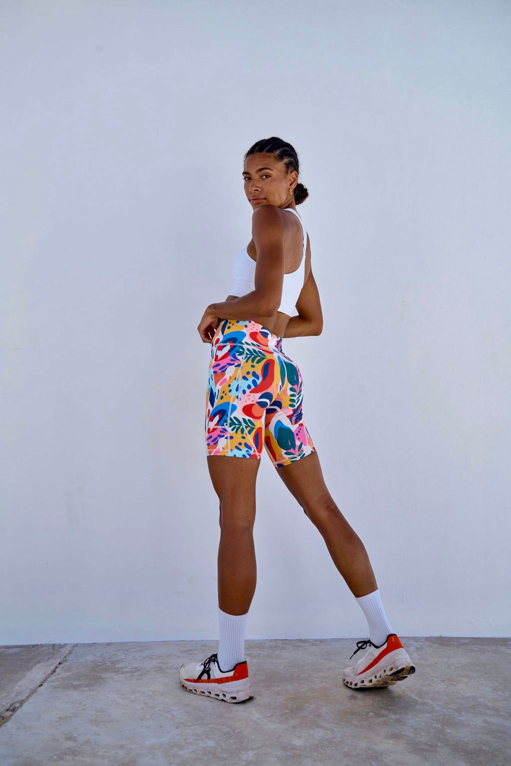 Abstract High Waist Biker Shorts 8