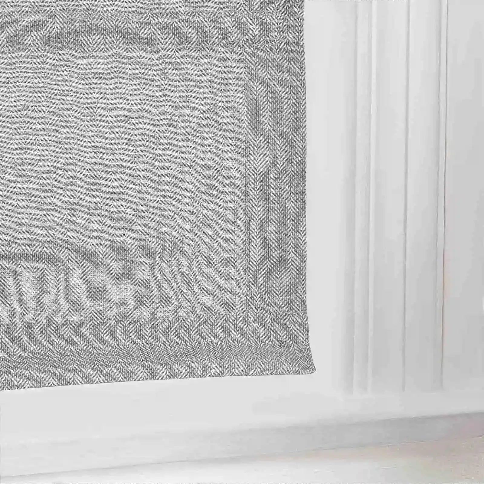 Ron Linen Cotton Herringbone Roman Shade - Cordless Window Treatment for Living Room, Bedroom & Office (Blackout/Sheer Options)