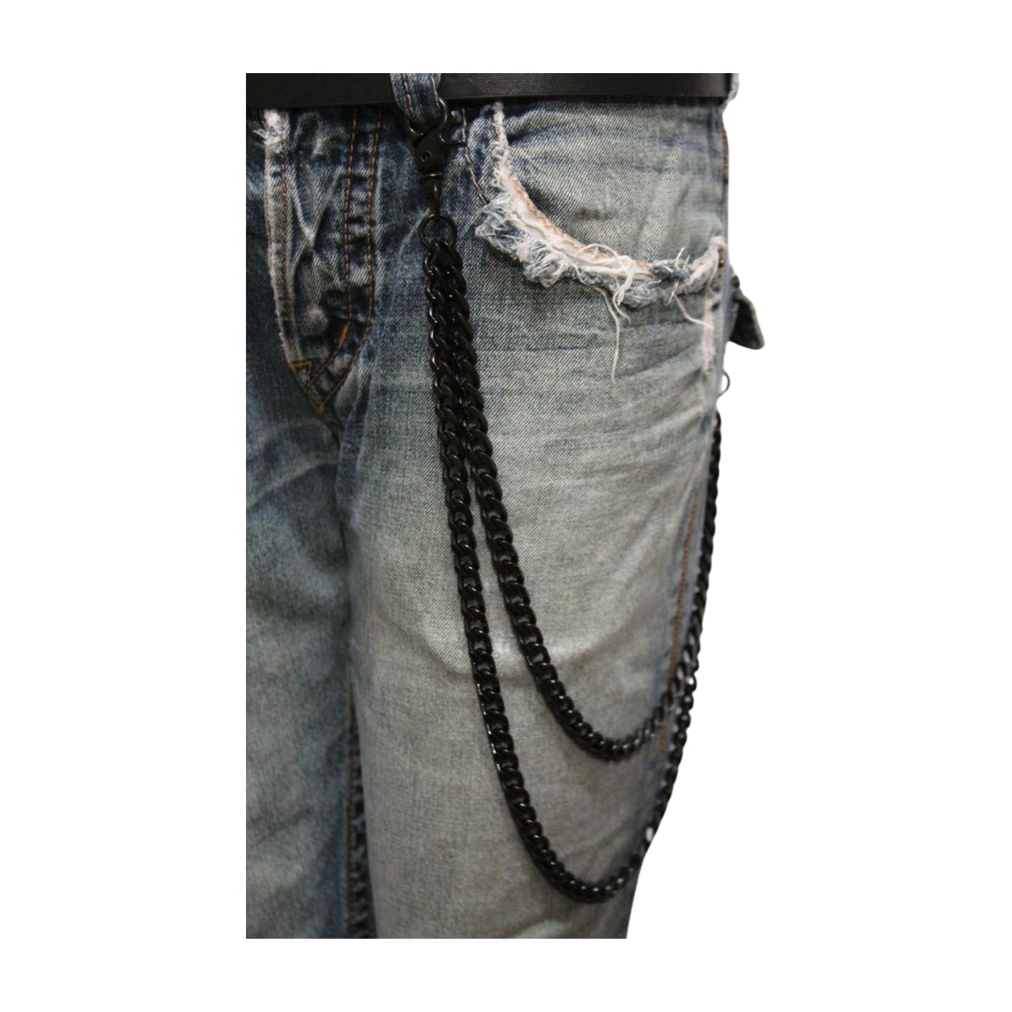 Men's Biker Wallet Chain - 2 Strands Motorcycle Keychain for Jeans & Accessories | Stylish Black Metal Links for Biker Fashion & Motorcycle Enthusiasts | Perfect for Everyday Use, Riding & Gifts