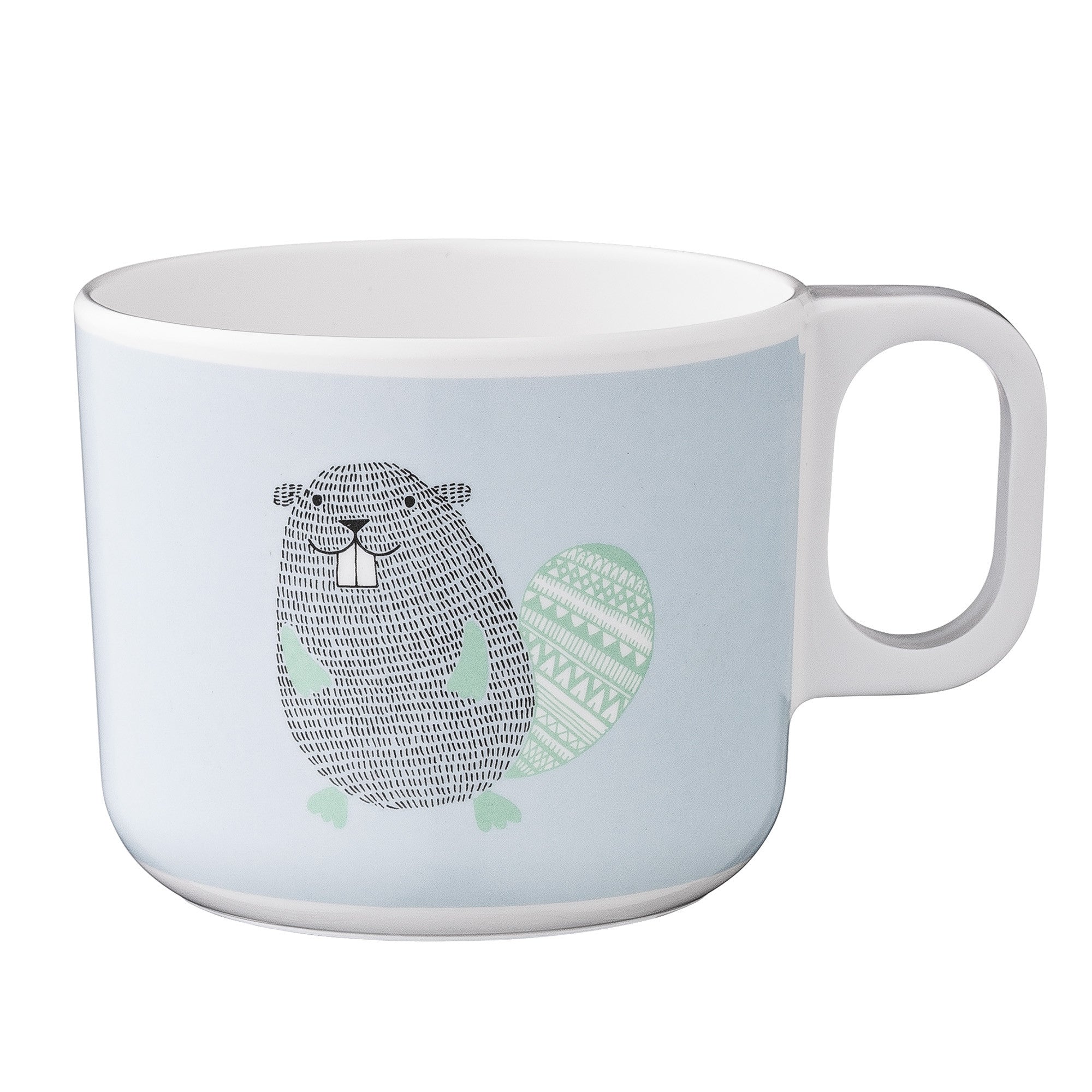 Bloomingville Noah Blue and White Beaver Melamine Cup - Durable & Stylish Melamine Cup for Kids, Picnics, Camping, and Outdoor Dining - BPA-Free & Shatterproof