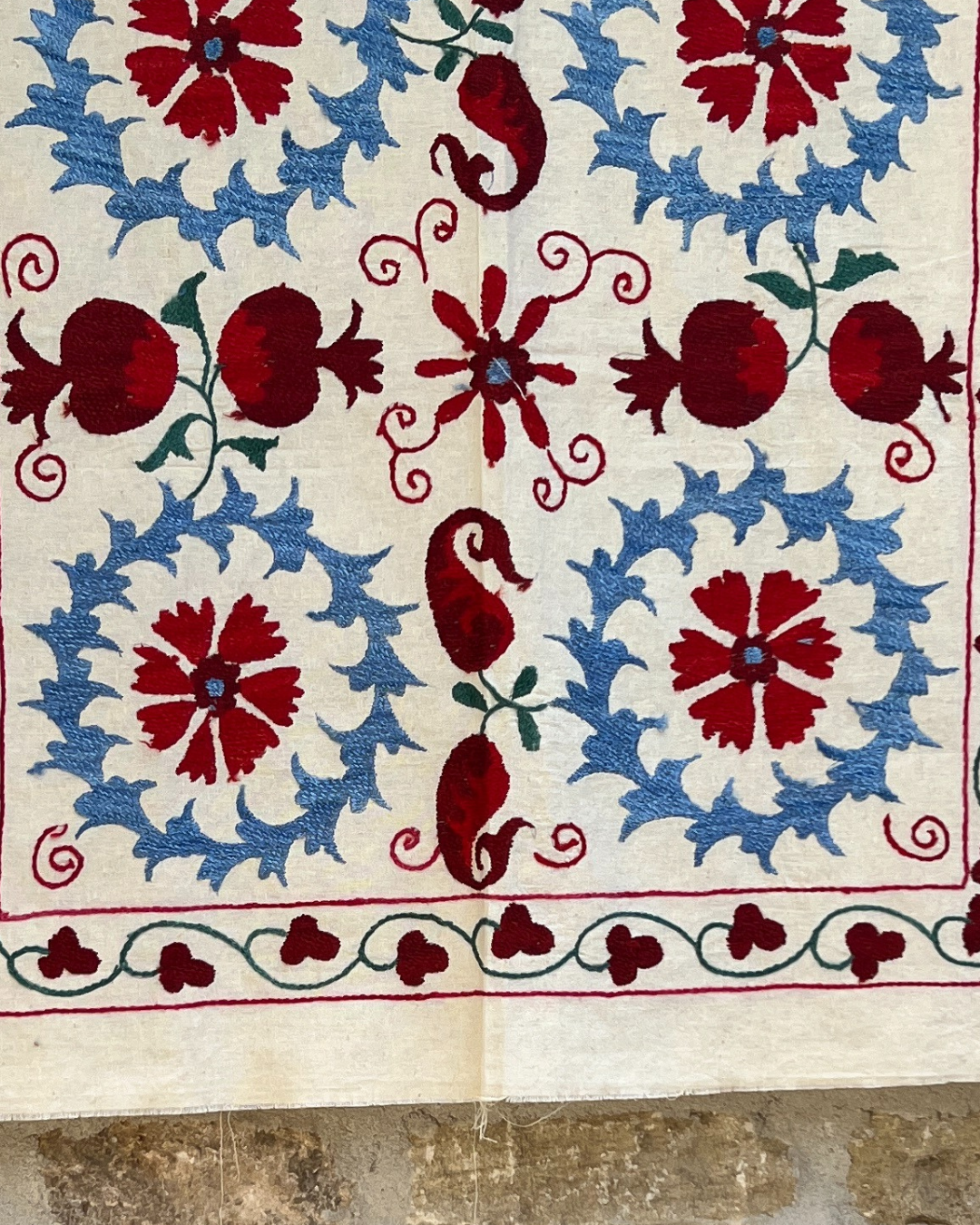 Extra Small Suzani 09 - Handmade Cotton Pillow Cover - Bohemian Home Decor for Living Room, Bedroom & Nursery