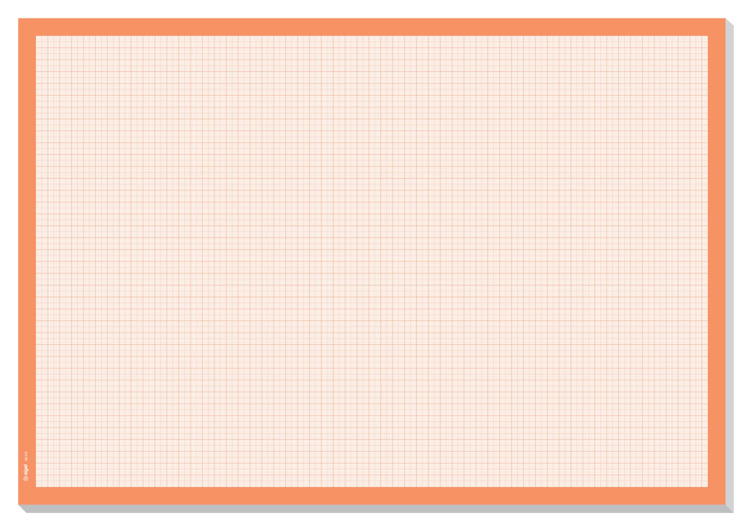 HO270 59.5 x 41 cm Orange Square Paper Desk Pad - Premium Grid Writing Surface for Office, School & Home Workspace Organization
