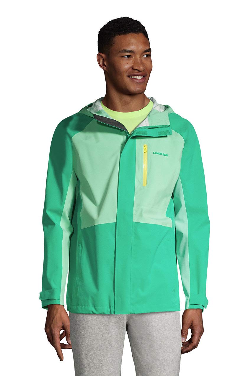 Lands' End Men's Waterproof Rain Jacket - Lightweight Windproof Outdoor Coat for Hiking, Camping & Travel (Available in Multiple Colors)