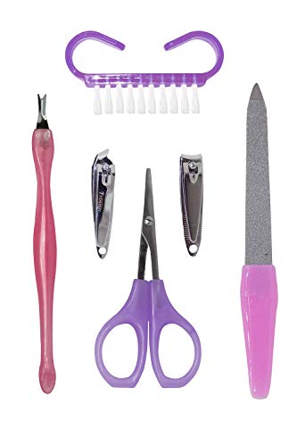 Majik 6-Piece Mini Manicure Kit - Nail Scissors, Trimmer & Filer Set for Women & Girls (Purple, 20g) | Perfect for Travel, Home & Salon Nail Care