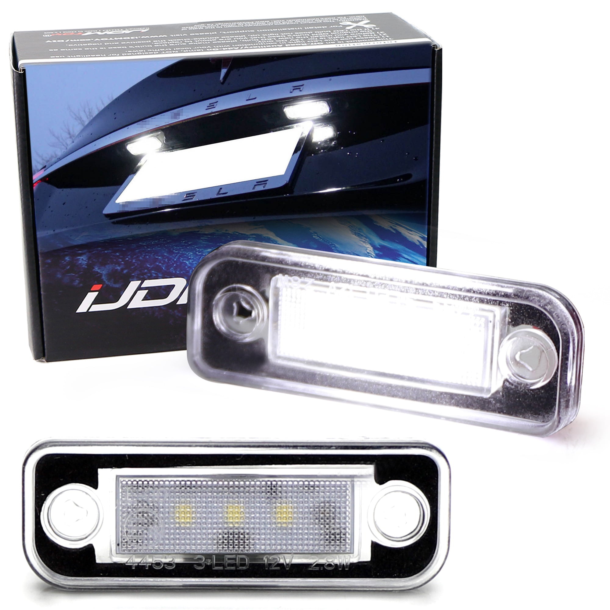 Direct Bolt-On Replacement White Full LED License Plate Lights for 2012-2016 Tesla Model S - Upgrade Your Car Lighting for Nighttime Safety & Style