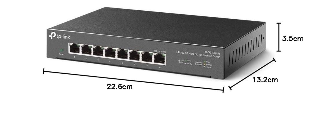 TP-Link TL-SG108-M2 8-Port 2.5G Gigabit Ethernet Switch | Metal Desktop/Wall Mount Network Switch | Plug & Play, Energy Efficient, Silent Operation | Ideal for Home Office, Gaming & Small Business Networks