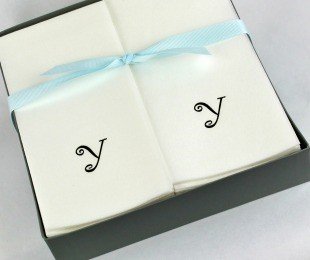 Personalized Black Curlz Initial Y Disposable Linen Guest Hand Towels - 24 Count Gift Box - Perfect for Weddings, Parties & Luxury Bathroom Decor