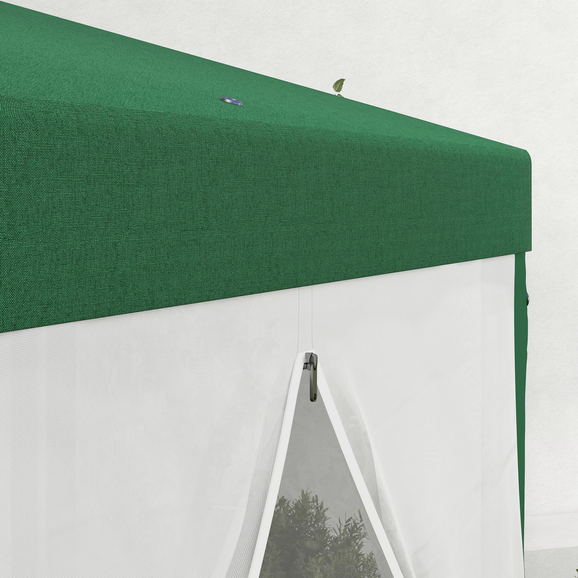 Outsunny 13' x 11' Hexagon Outdoor Party Tent with Mesh Screen Sidewalls - Sun Shade Shelter Canopy for Backyard, Picnic & BBQ - Includes Ropes & Stakes (Green)