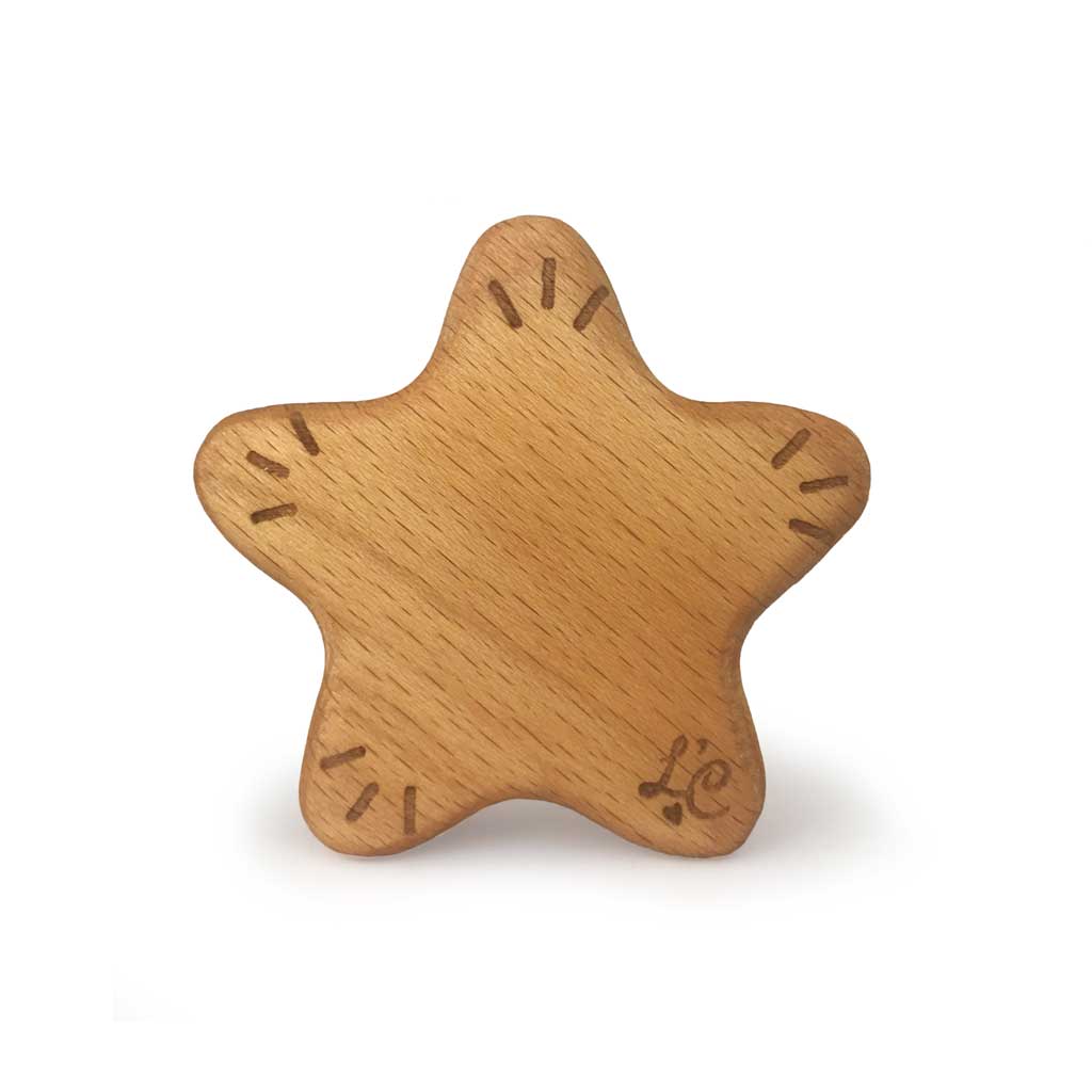 Lil' Christmas Wooden Star Rattle - Handcrafted Baby Teether Toy for Holiday Gifts & Nursery Decor - Perfect for Newborns, Baby Showers & Christmas Stocking Stuffers