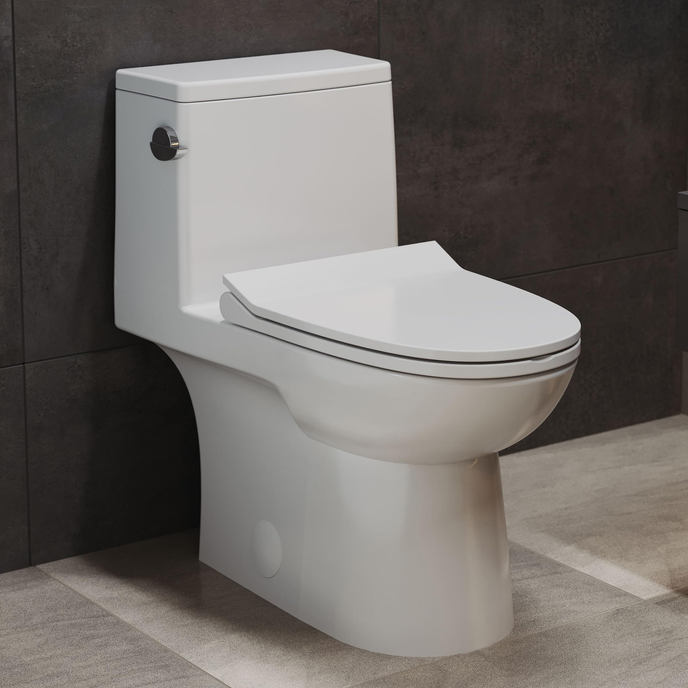 Swiss Madison SM-1T125 Daxton One Piece Elongated Toilet 1.28 GPF - Water Efficient Modern Bathroom Toilet for Home & Commercial Use