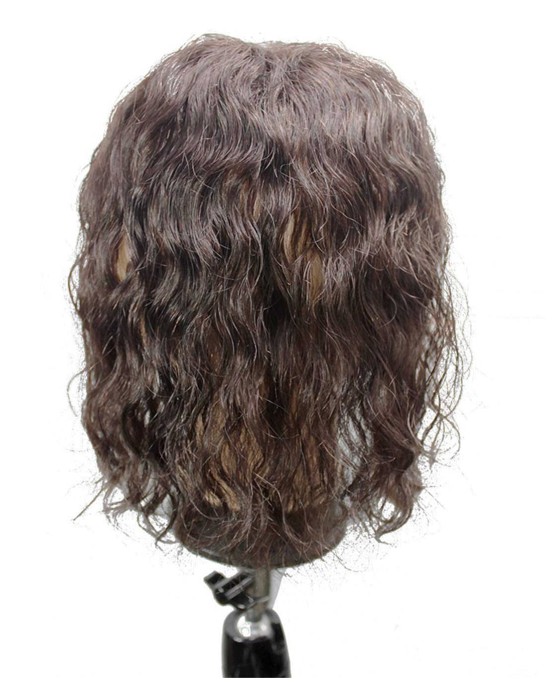Curly Human Hair Topper with Bangs for Women - Clip-in Hairpiece for Thinning Hair & Volume Boost - 7