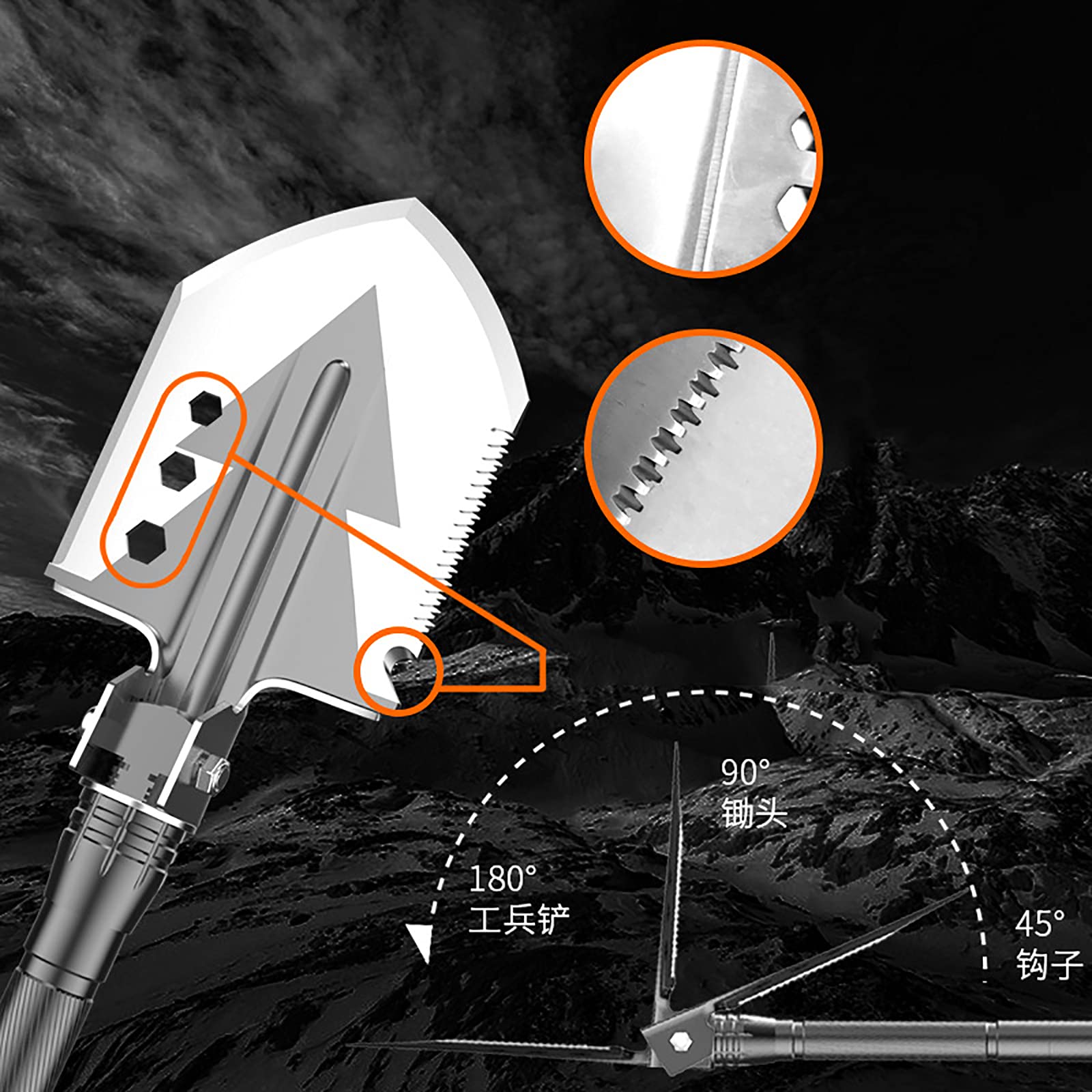 Multifunctional Folding Camping Shovel & Survival Axe Tool Set - High Carbon Stainless Steel Shovelhead with Storage Pouch - Perfect for Outdoor Adventures, Camping, Hiking, Cycling & Emergency Preparedness