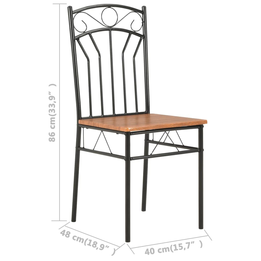 2-Piece Brown MDF Dining Chairs - Comfortable Kitchen Chairs for Dining Room, Living Room, Bedroom, Kitchen, Restaurant, and Outdoor Use