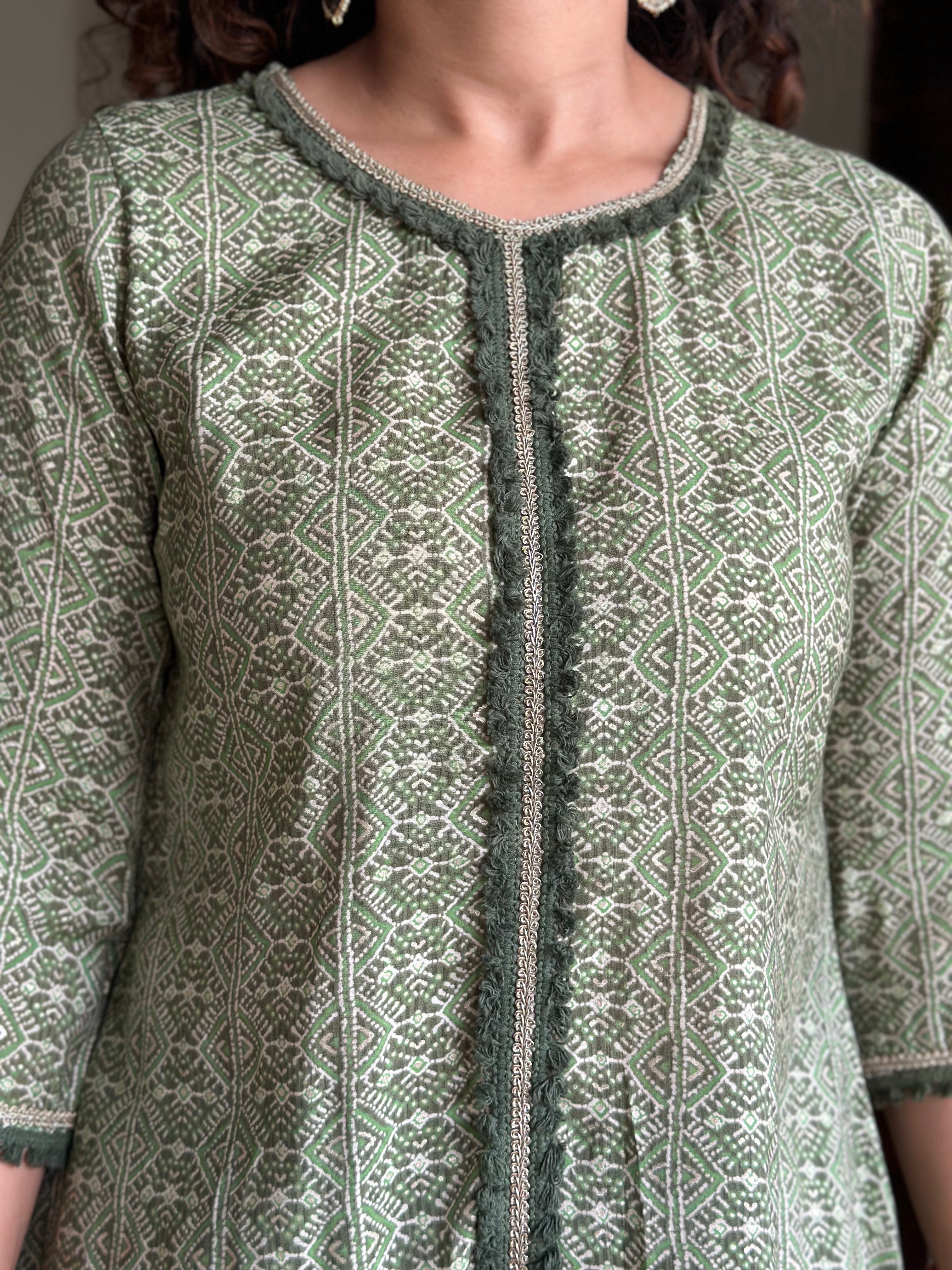 Stylish Posh Green Kurta & Tulip Pants Set | Elegant Indian Ethnic Outfit for Women | Perfect for Festivals, Weddings & Special Occasions