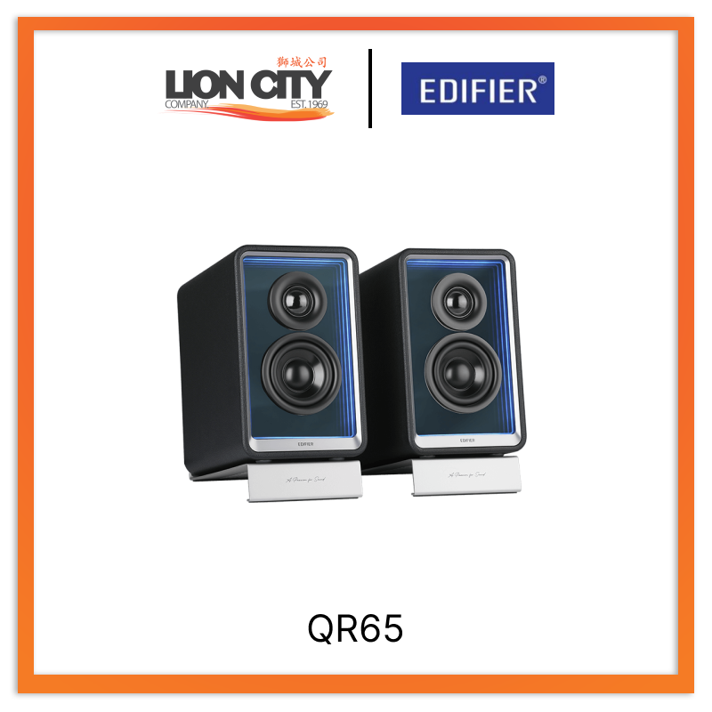 EDIFIER QR65 70W Bluetooth Monitor Speakers with GaN Charger - Premium Studio Sound for Gaming, Home Office & Music Production (Black)